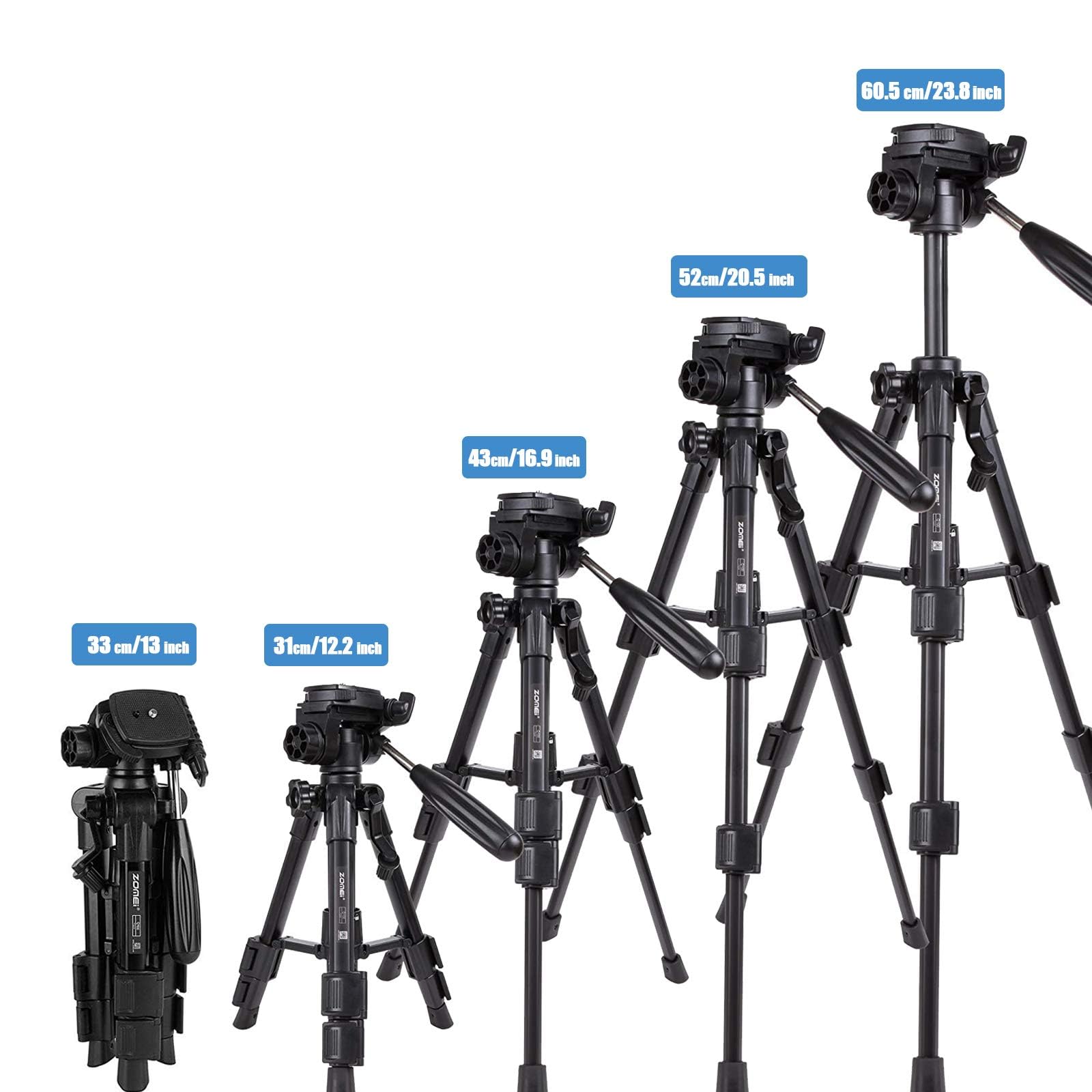 Baipak Mini Tripod For Camera,Zomei Travel Table Tripod With 3-Way Pan/Tilt Head 1/4 Inches Quick Release Plate And Bag For Dslr Camera Tripod Carrying Bag