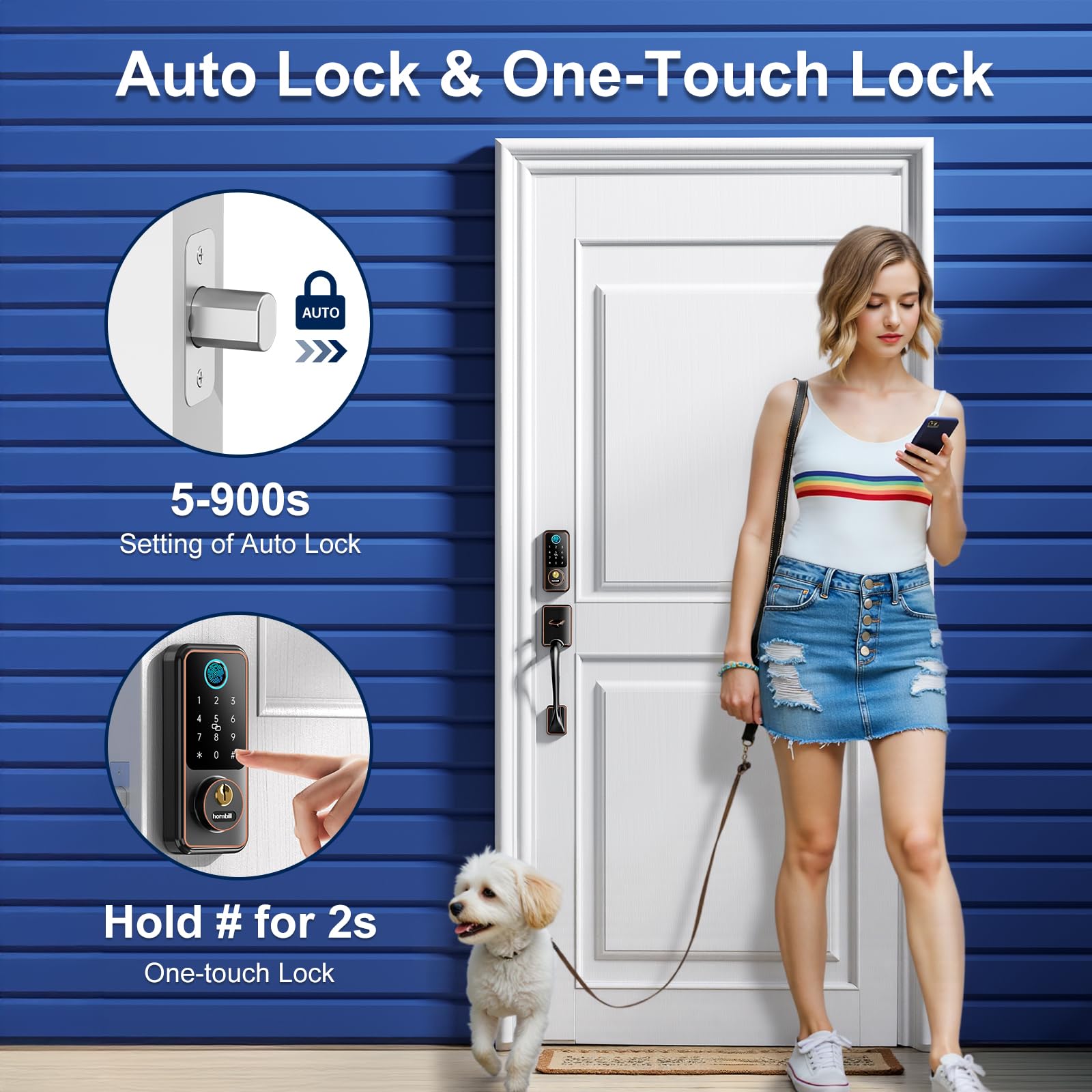 Hornbill Smart Lock Set With Keypad, Keyless Entry Deadbolt With Handle, Digital Bluetooth Door Lock For Front Door, Oil Rubbed Bronze