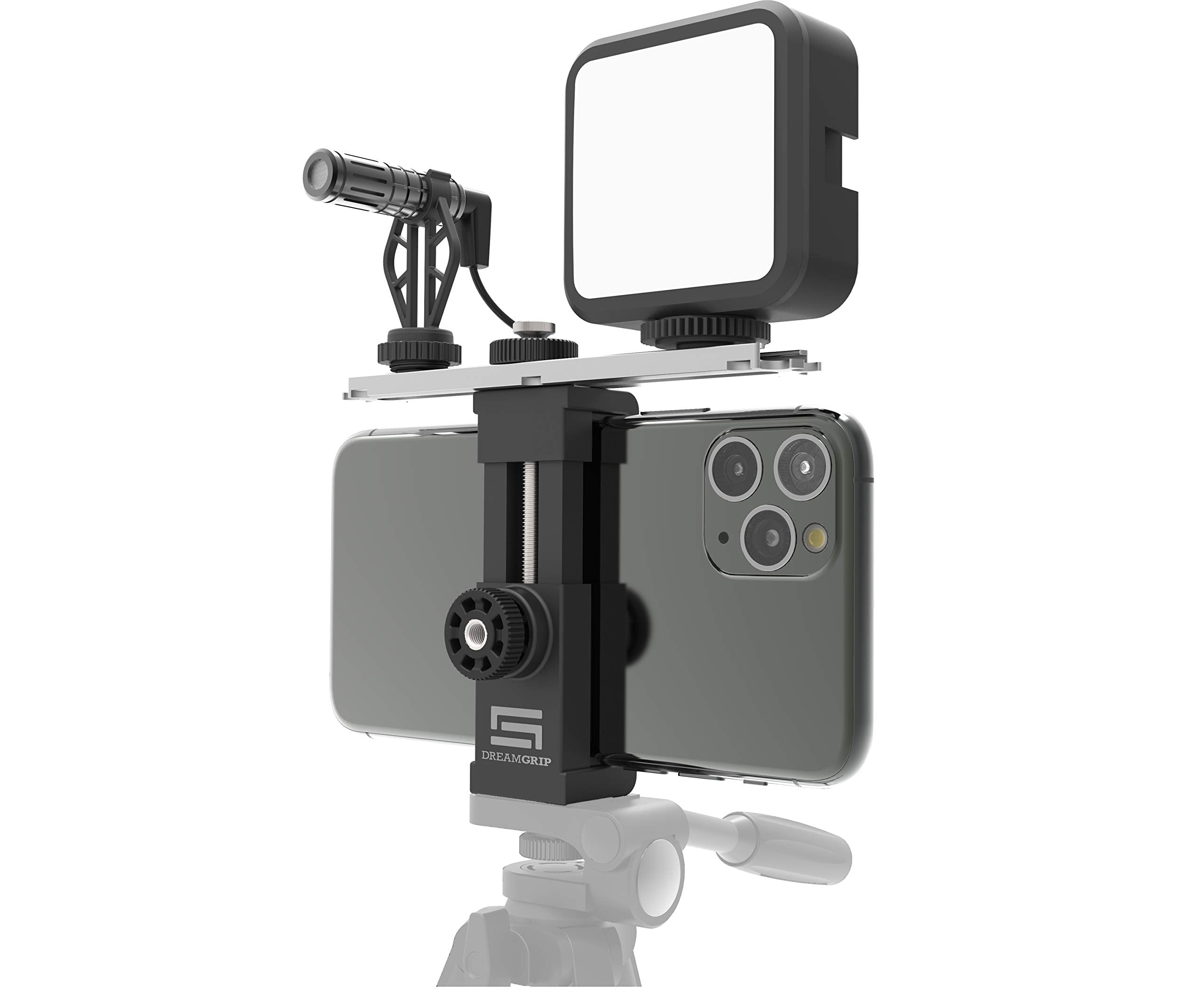 Dreamgrip Scout Mojo 2 Plus Modular Rig Kit With 3 Microphones,Led Light,And All-In Accessories Set For Pro Video Production With Any Smartphone For Journalists,Vloggers,Youtubers,And Content Creators
