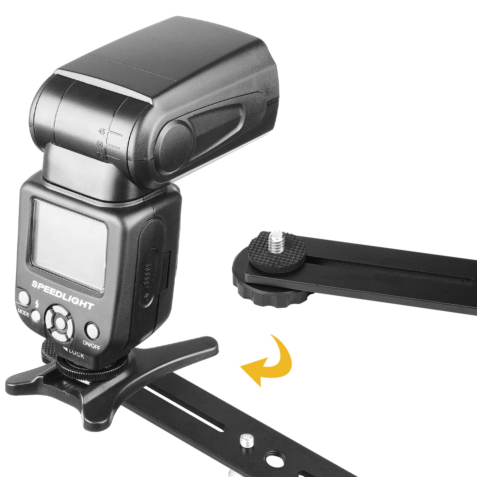 Chromlives Dual Camera Mount Flash Extension Bar, 8"/20.3Cm Tripod Bracket Mount, 1/4'' Dual Hot Shoe Mount For Camera Compatible With Led Light, Dslr Camera, Tripod And More