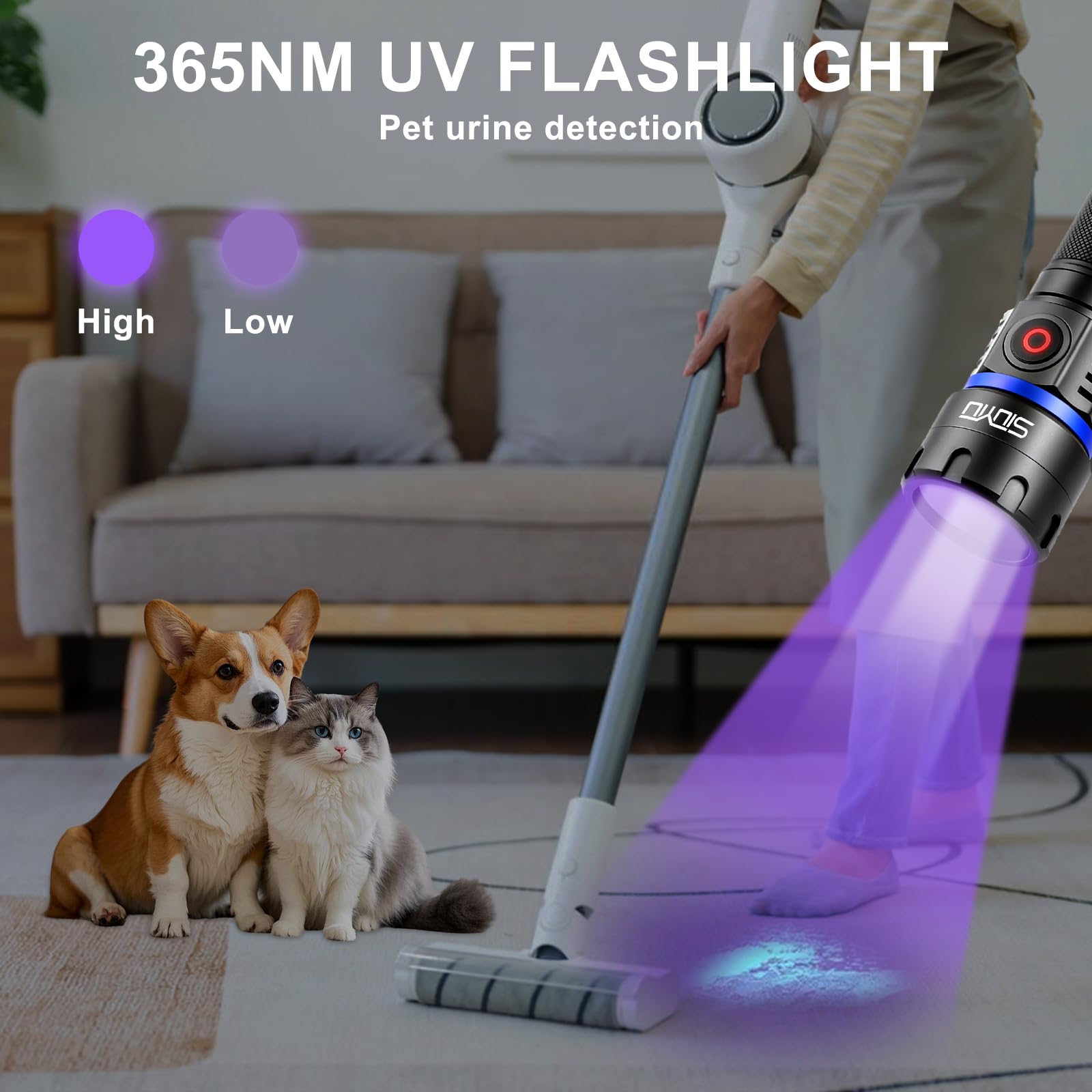 Siuyiu 365Nm Uv-Flashlight Blacklight, 60W 6Led Usb-C Rechargeable, Black Light Flashlights For Pet Urine Detection, Resin Curing, Rock Hunting, Mineral Detection- Ip65 Waterproof & Portable Handheld Torch
