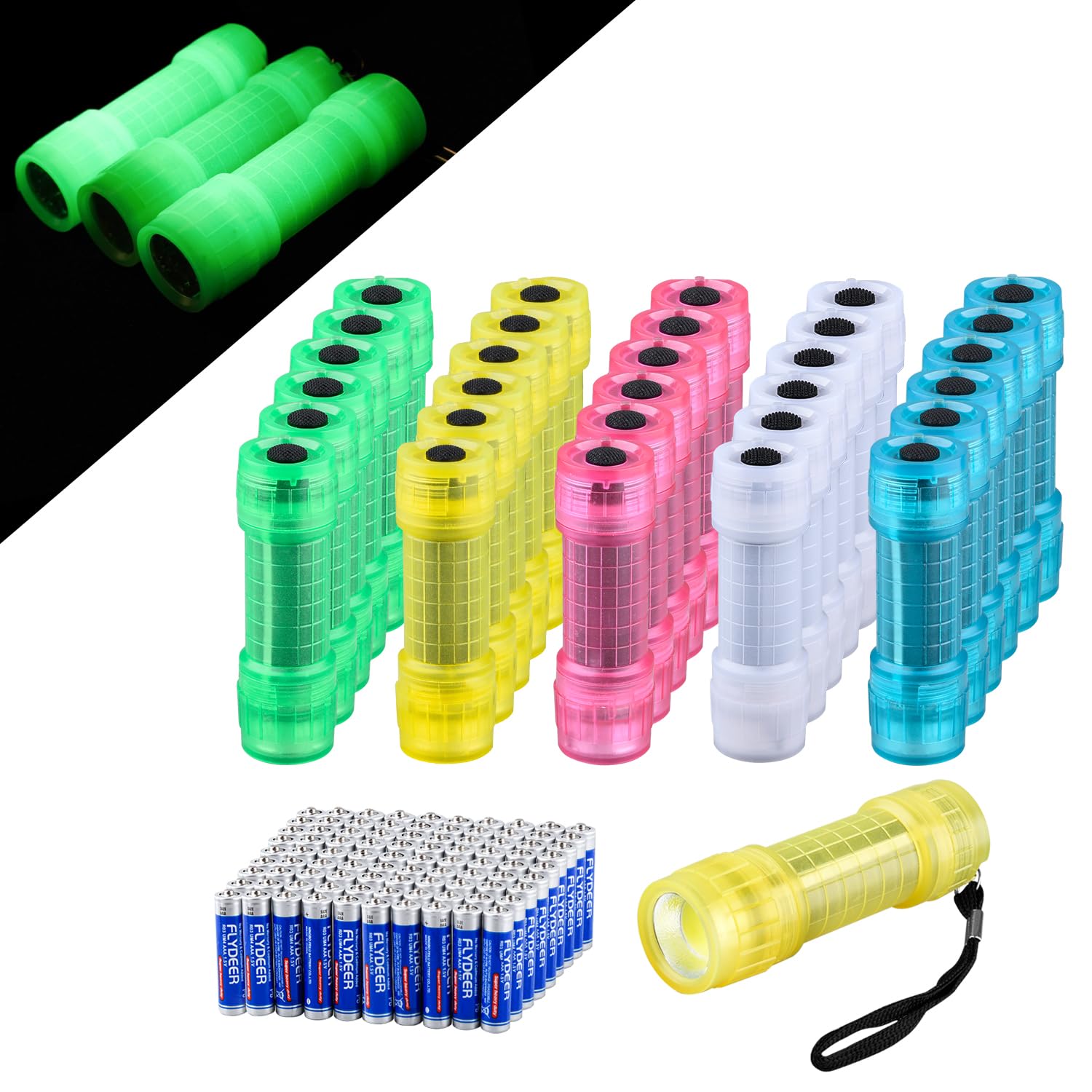 Kunhe 30 Pack Glow In Dark Flashlights Small Mini Flashlight For Kids Bulk Flashlights With Batteries Included  For Kids Birthday Party Classroom Prizes Christmas  Party Favor
