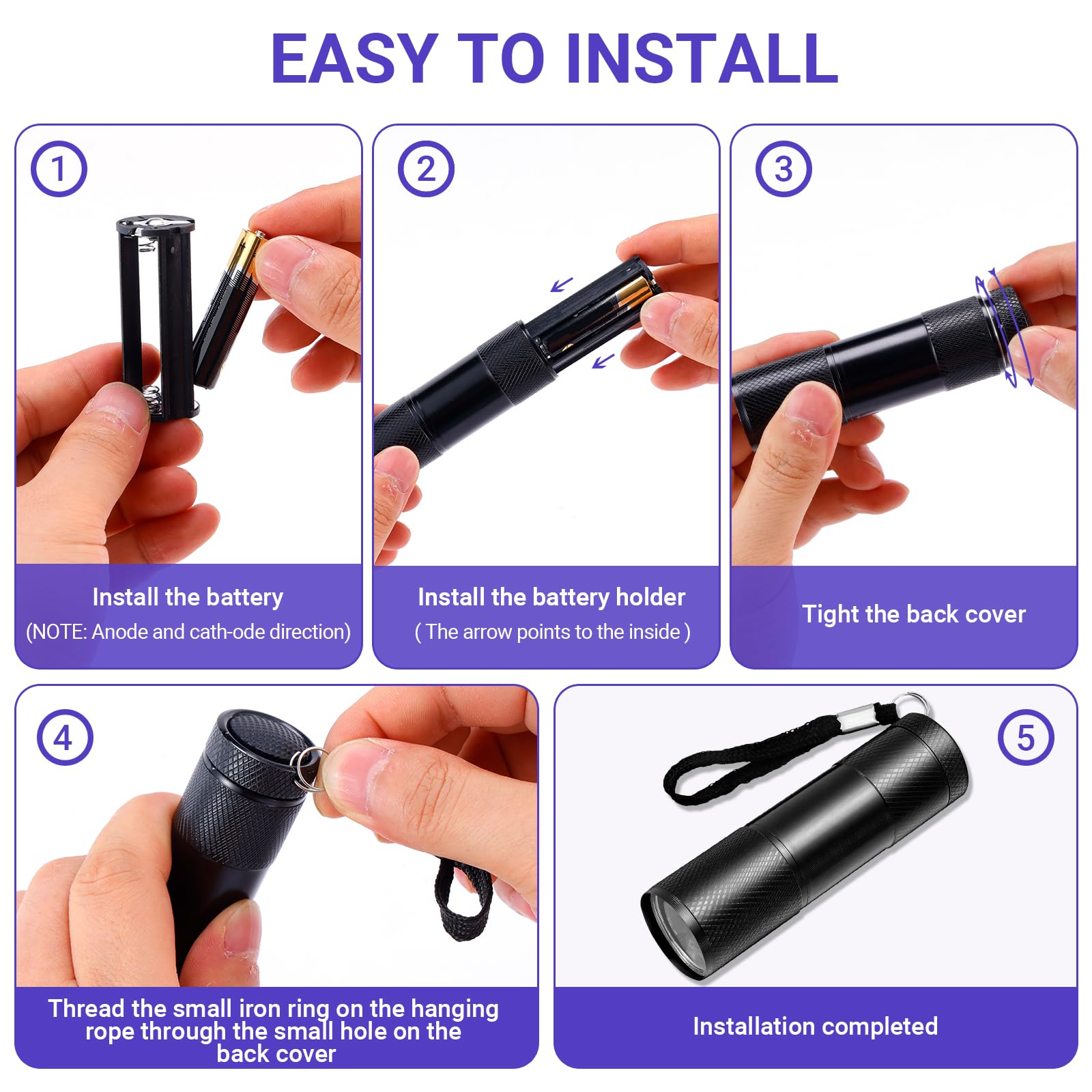 Affbei 12 Pieces Uv Blacklight Flashlights Purple Light, Led Light, Handheld, Portable Uv Flashlight Torch For Pets Stains Urine For Dog/Cat, Dry Stains,Resin Curing,Bed Bug