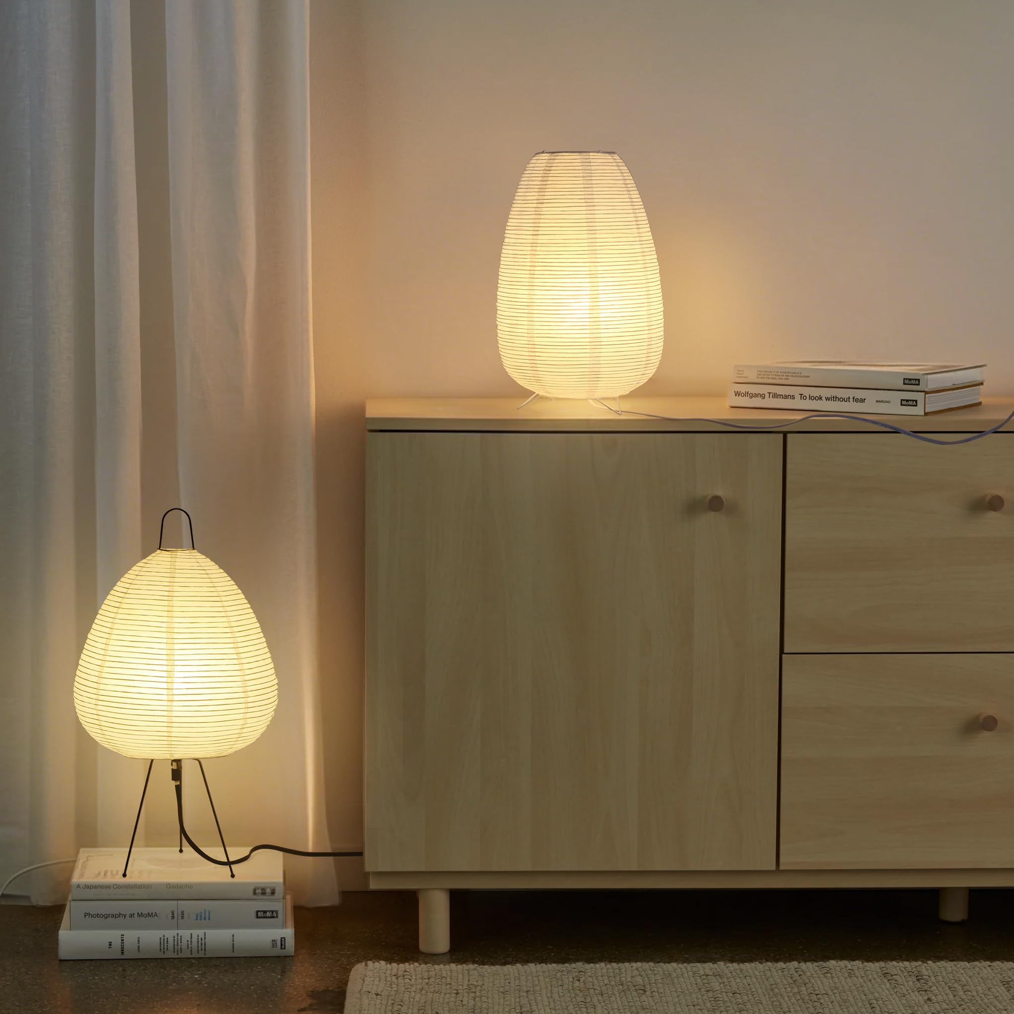 Anicompa Rice Paper Lamp For Desk, Japanese Paper Table Lamp With 3 Color, Wabi-Sabi Style Bedside Lantern Lamps For Living Room/Bedroom/Bedside Night Light(Bulb Included)