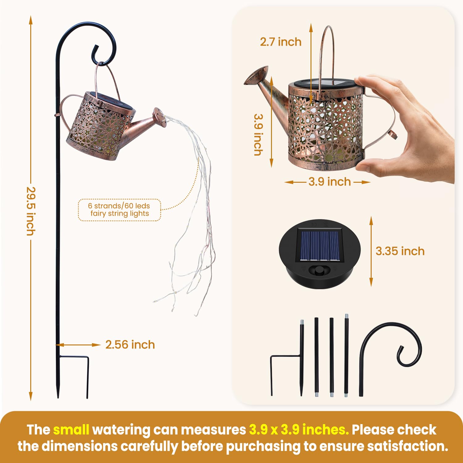 Misawce Small Solar Watering Can Lantern Lights With Sunflower Pattern, Waterproof Metal Hanging Solar Garden Lights For Yard, Patio, Lawn, Outdoor Decor, Gift For Women, Mom, Or Grandma