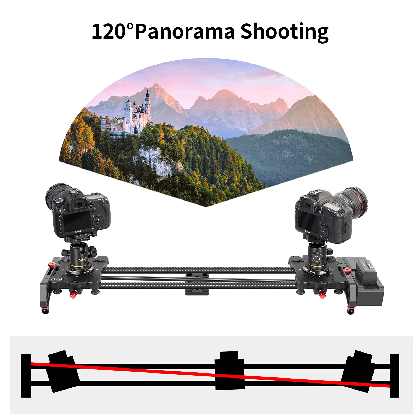 Gvm Motorized Camera Slider,31" Wireless Carbon Fiber Dolly Rail Camera Slider With App Control, Motorized Time Lapse And Video Shot Follow Focus Shot And 120 Degree Panoramic Shooting