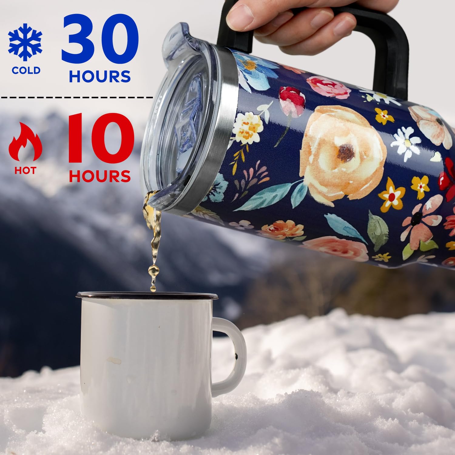 40 Oz Tumbler With Handle And Straw Lid  Vacuum Insulated Leak Proof Tumbler