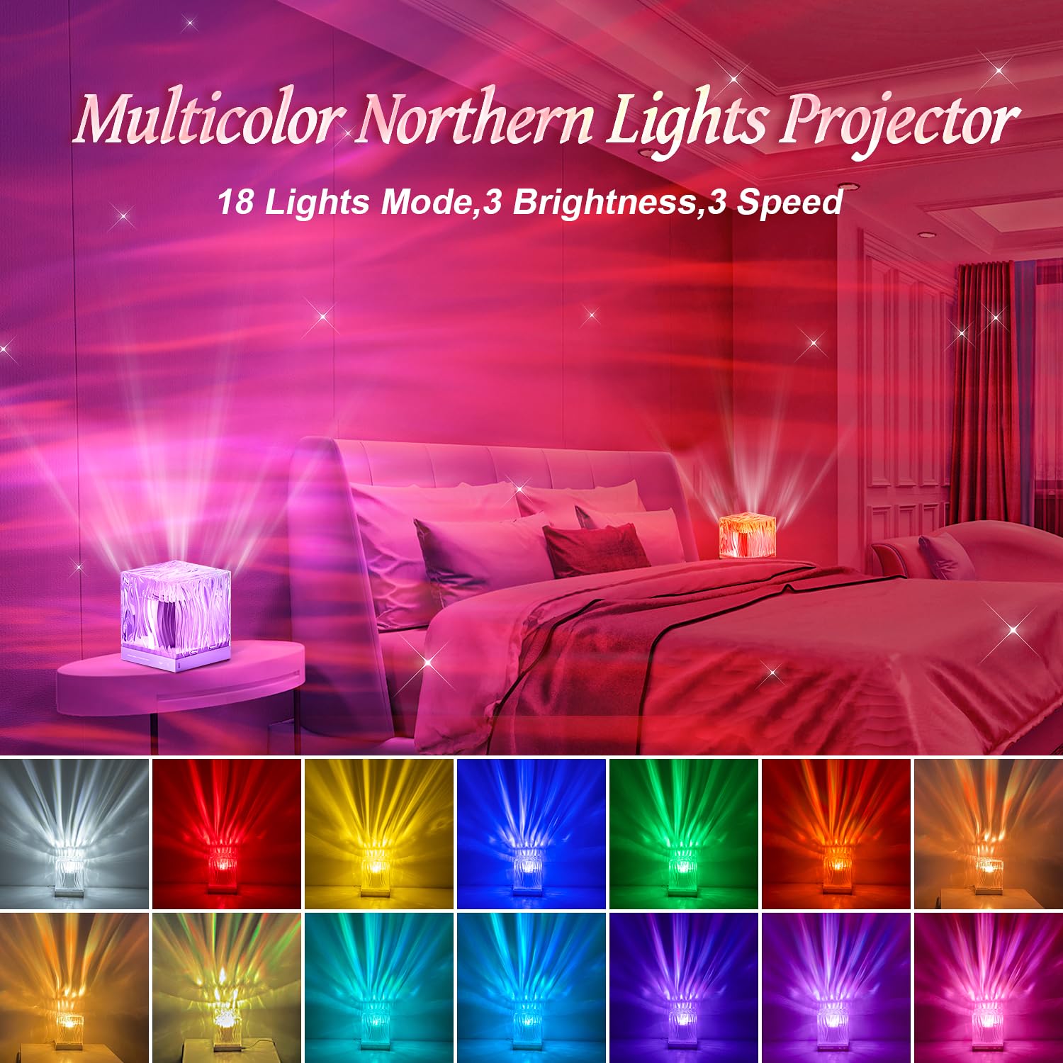 Mubarek Northern Lights Projector, 18 Colors 162 Modes Ceiling Galaxy Projector, Remote Ambient Lighting Mood Lighting, Room Lights For Bedroom, Cool Stuff Aesthetic Room Decor For Teen Girl