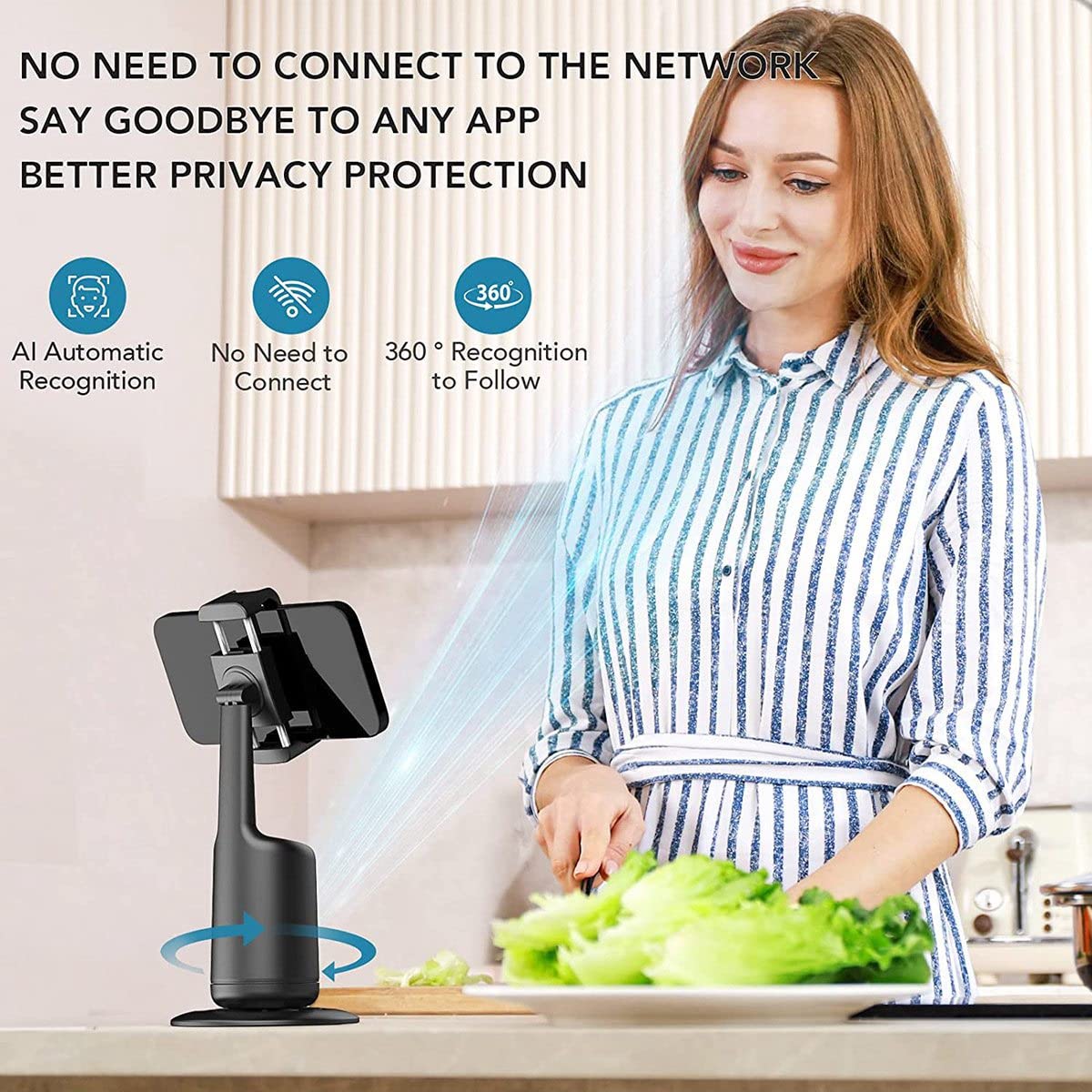 Midautoo Phone Auto Face Tracking Gimbal Stabilizer 360° Rotation Desktop Handheld Gimbal Phone Tripod For Live Streaming-A