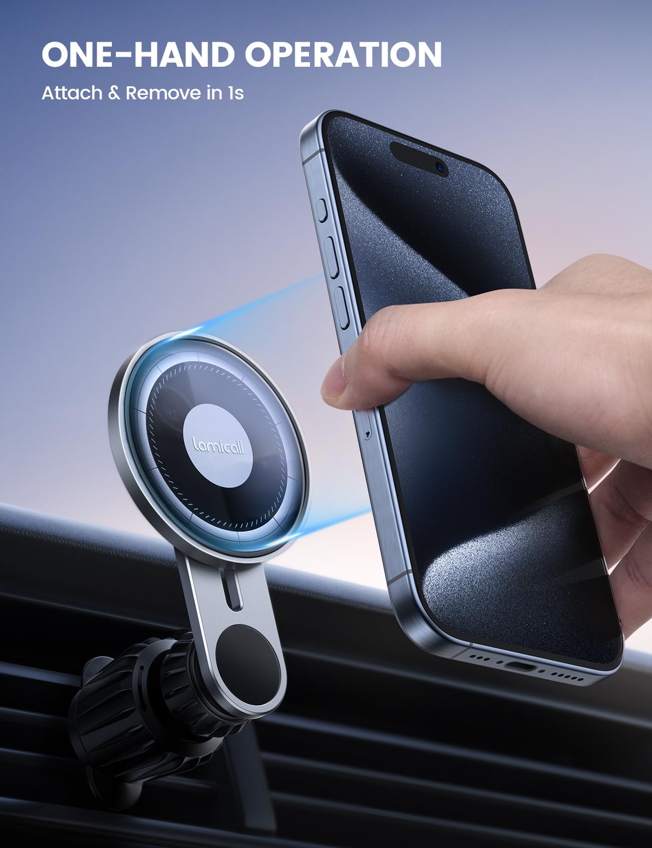 Lamicall Fits Magsafe Car Mount Vent - [  Hd Glass Surface] Magnetic Phone Holders For Your Car - Car Phone Holder Mount For Iphone 16 15 14 13 Pro Plus Max Mini For Mag Safe Case