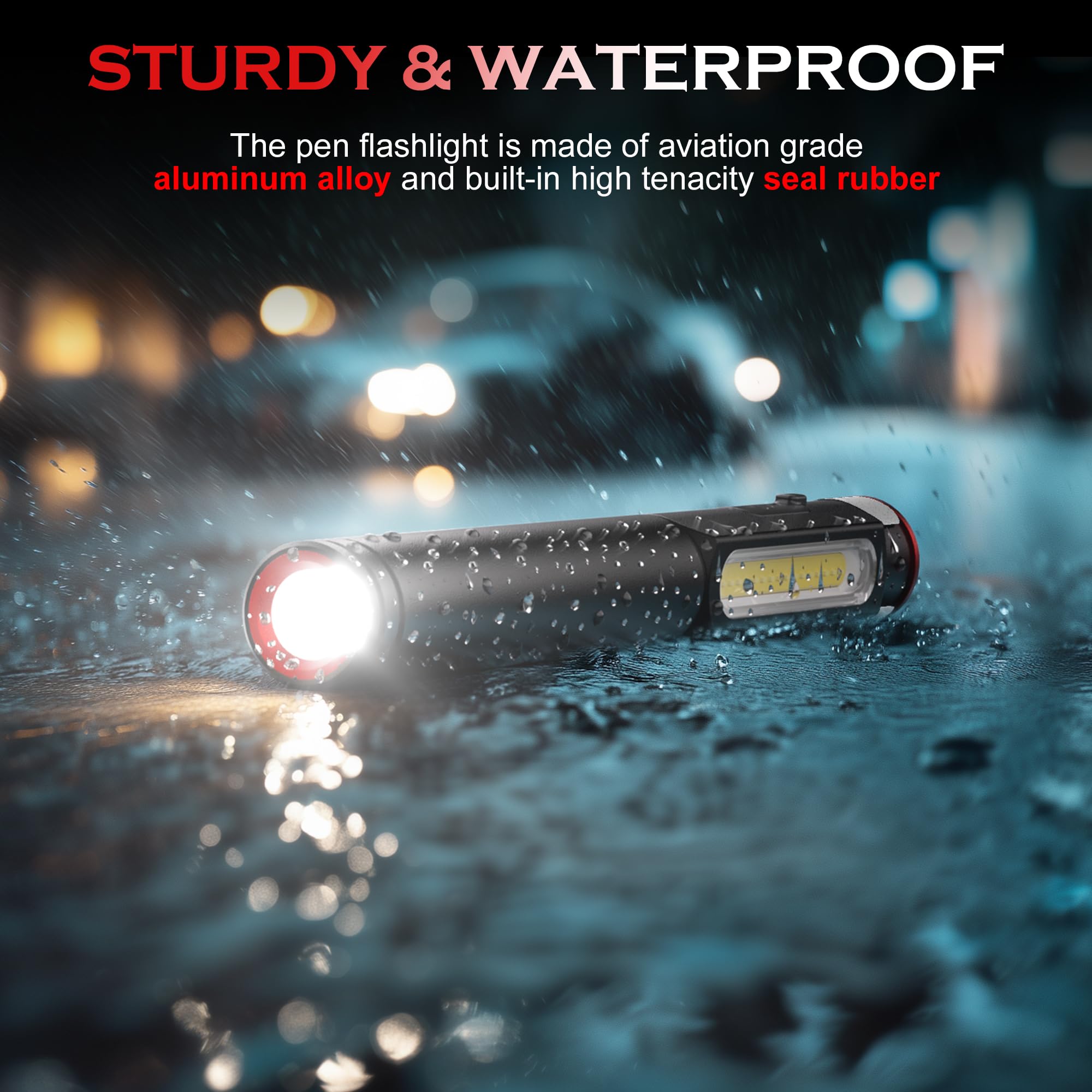 Favourlite Pen Light Flashlight, 800 Lumens Led Pen Flashlights Rechargeable 6 Modes Cob Magnetic Flashlight With Clip Bright Pocket Flashlights Work Light Portable Waterproof Durable Penlight For Nurse