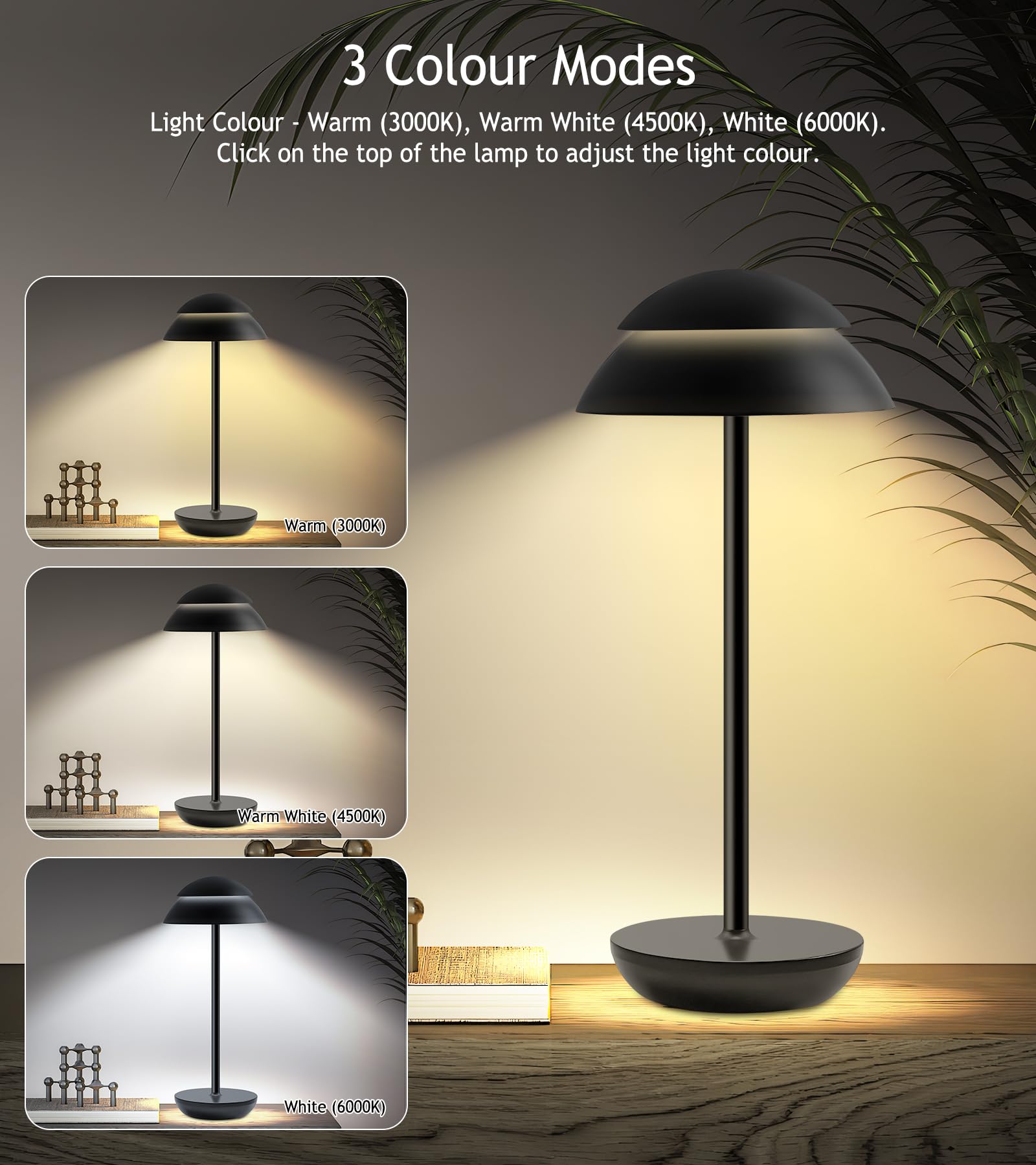 Cchkfei Rechargeable Cordless Table Lamp, Wireless Cordless Usb Rechargeable Battery Touch Lamps Bedside, Dimmable Bedside Lamps Night Lamp For Living Room, Bedroom, Kitchen, Outdoor & Indoor