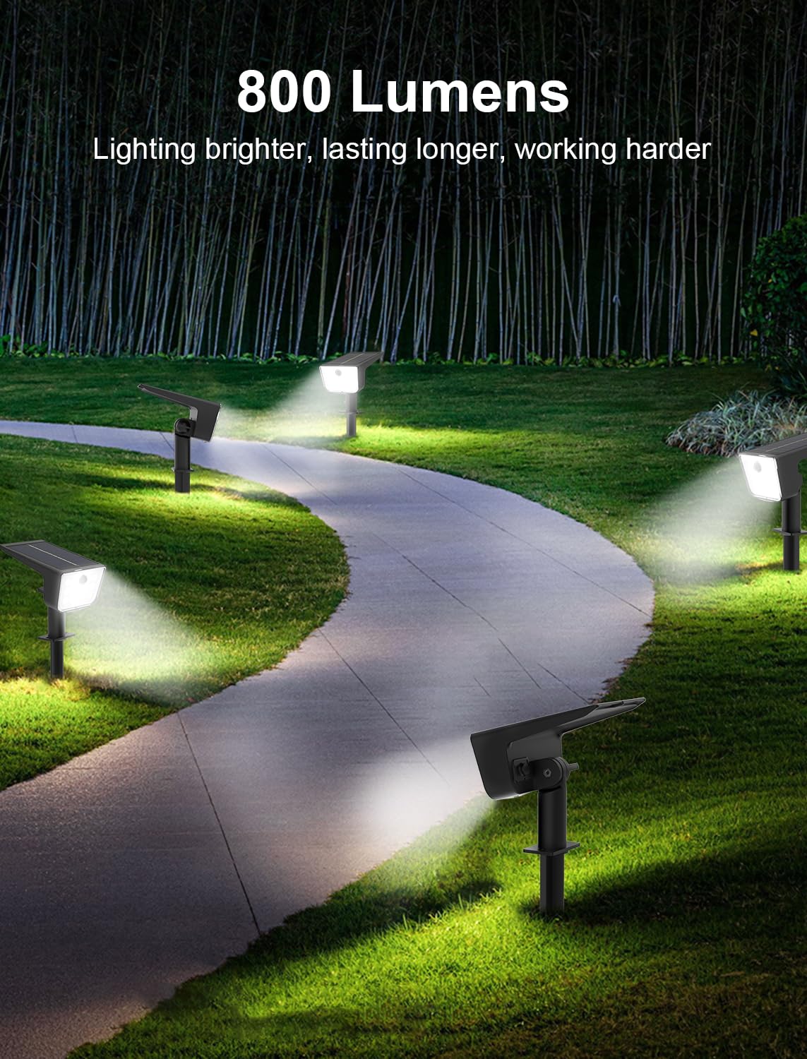 Mviioe Solar Motion Lights Outdoor Waterproof Ip67 Solar Spot Lights Outdoor Landscape Spotlights, 28 Leds 6 Lighting Modes Solar Powered Garden Yard Lights For Outside Pathway Walkway(2 Pack)