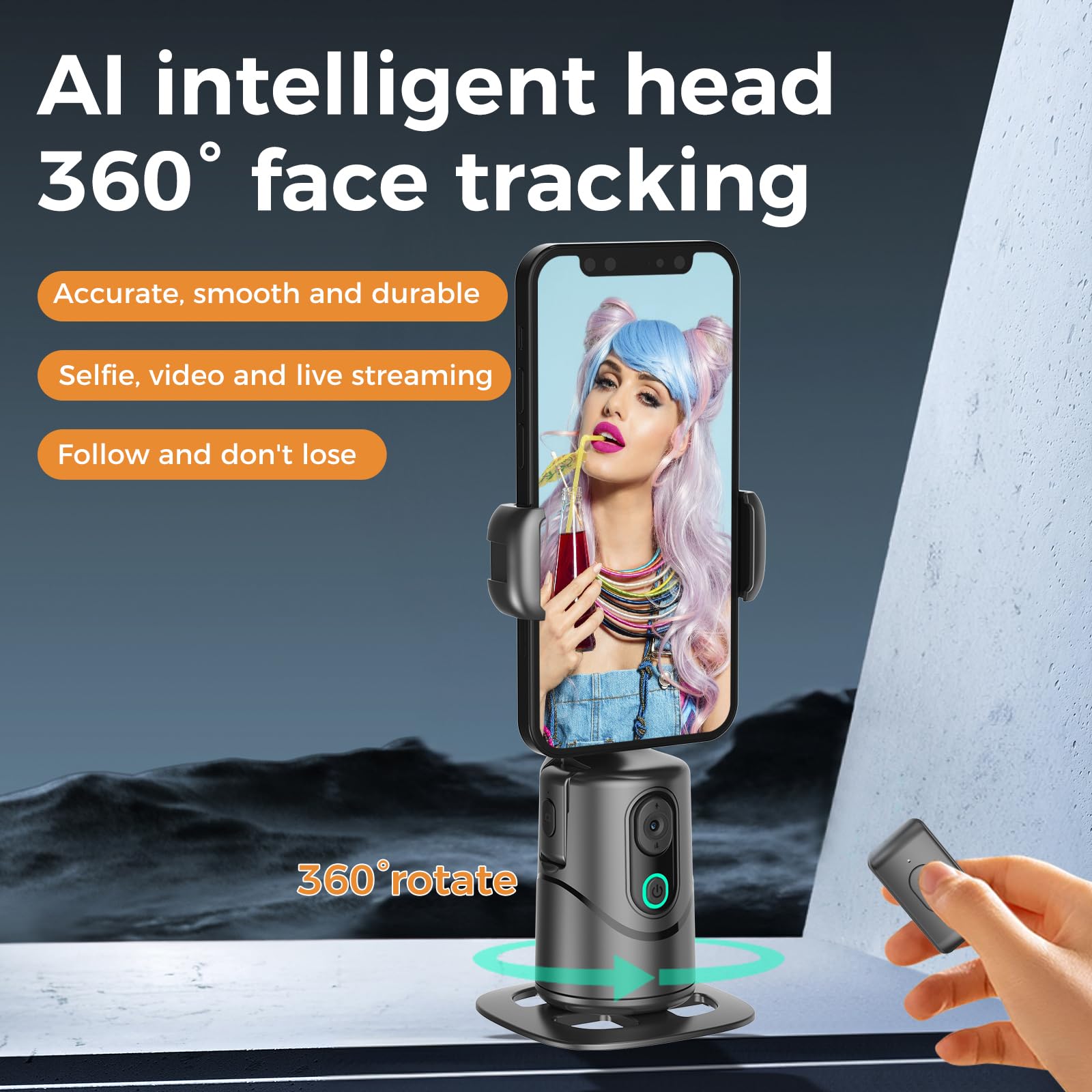 Syhsdzg Auto Face Tracking Phone Holder,No App Required,360° Rotation Phone Camera Stand With Remote And Gesture Control, Smart Shooting Tripod For Vlog/Tik Tok Live Streaming Youtube Video Recording