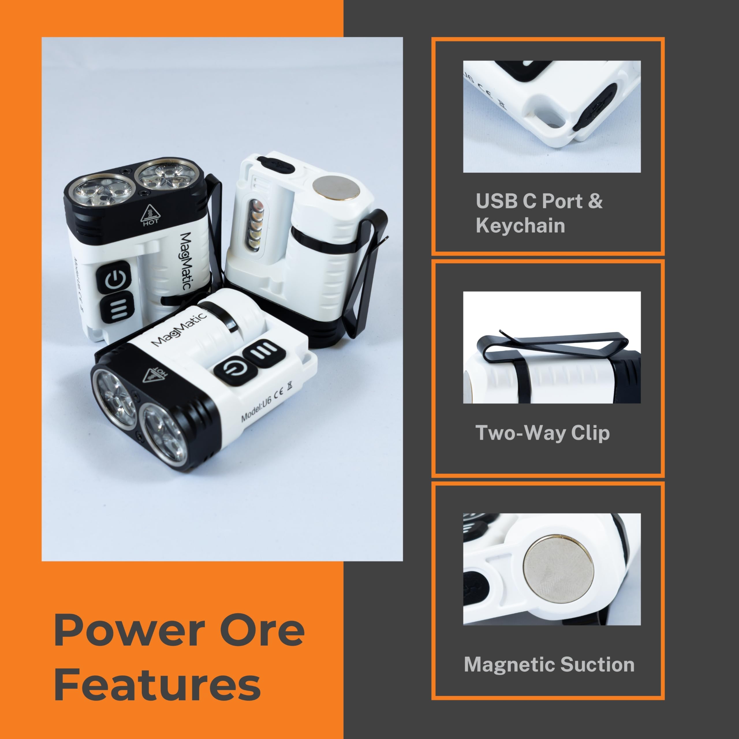 Magmatic Power Ore Super Bright Keychain Flashlight With High Lumens Level Of 1600 Lm The Brightest Flashlight In The World At Your Hand. Edc Keychain With Magnetic Recheargeable Features Perfect For Camping