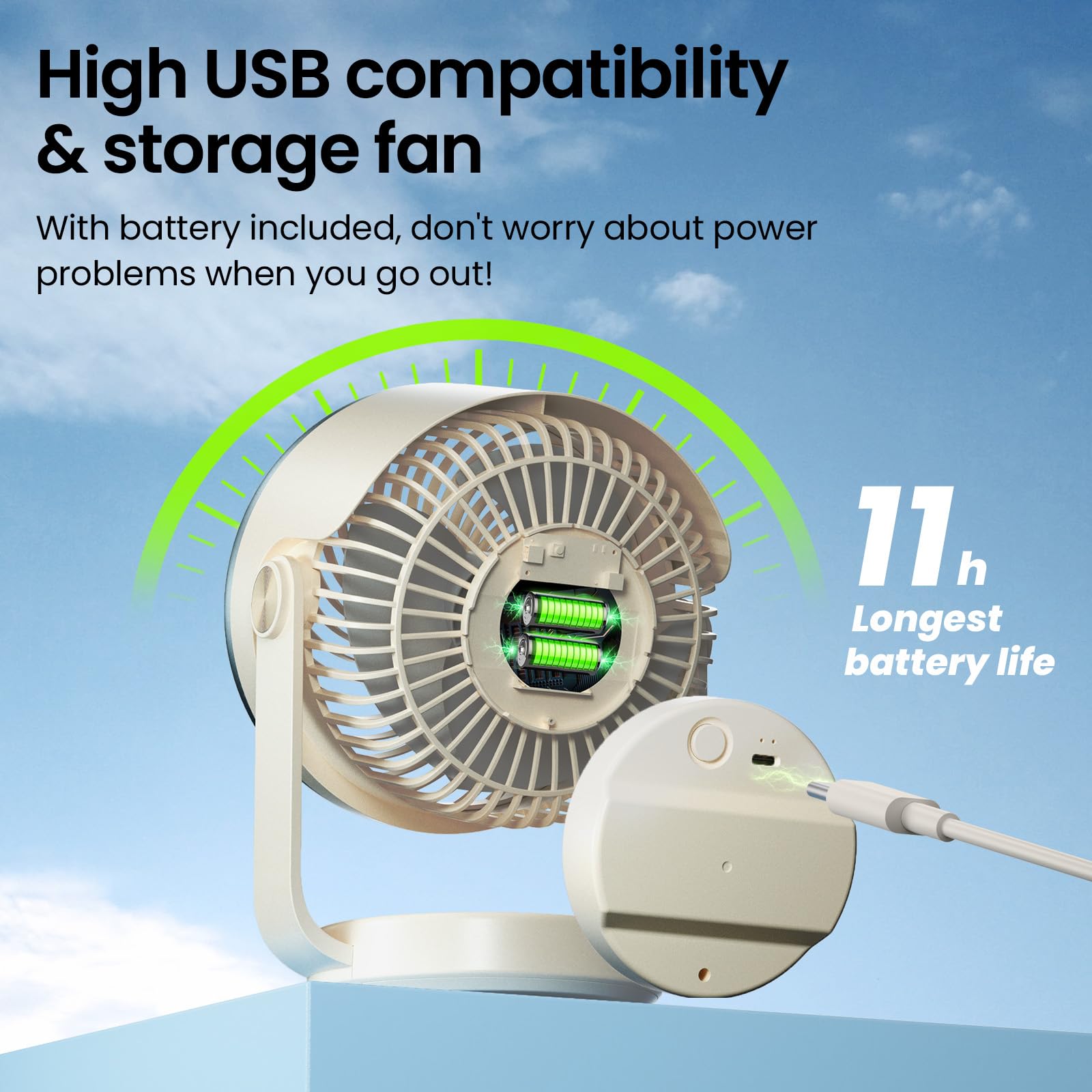 Desk Fan, 10 Inch Air Circulator Quiet Operating Fan For Bedroom, 70Ft Strong Airflow, Portable Fan