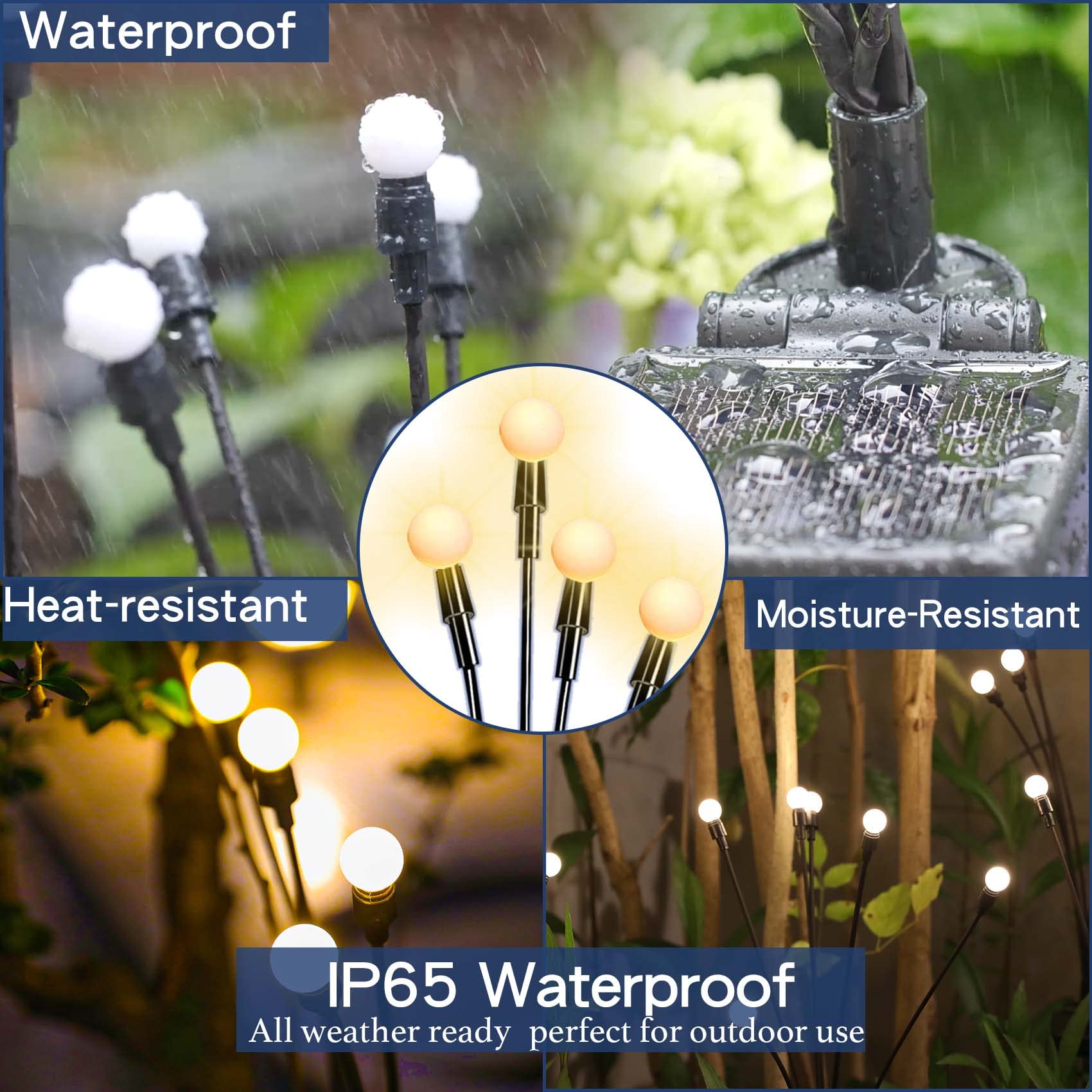 Tonulax Solar Garden Lights - Solar Swaying Light, Sway By Wind, Outdoor Lights, Yard Patio Pathway Decoration, High Flexibility Iron Wire & Heavy Bulb Base, Warm White (4 Pack)