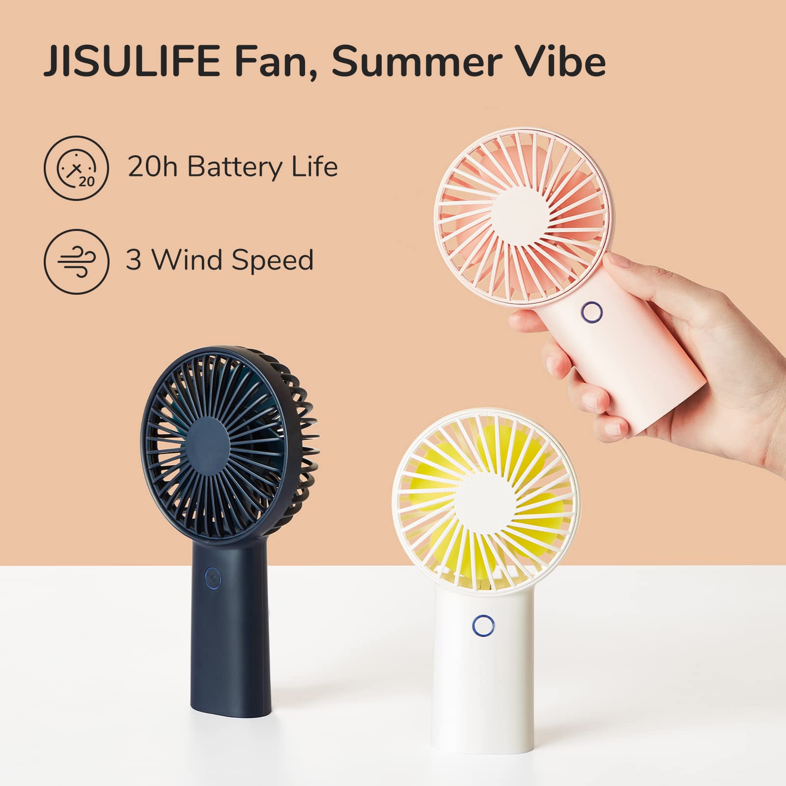 Jisulife Handheld Fan With 20 Hours Of Cooling, 6000Mah Battery, Usb Rechargeable Portable Fan