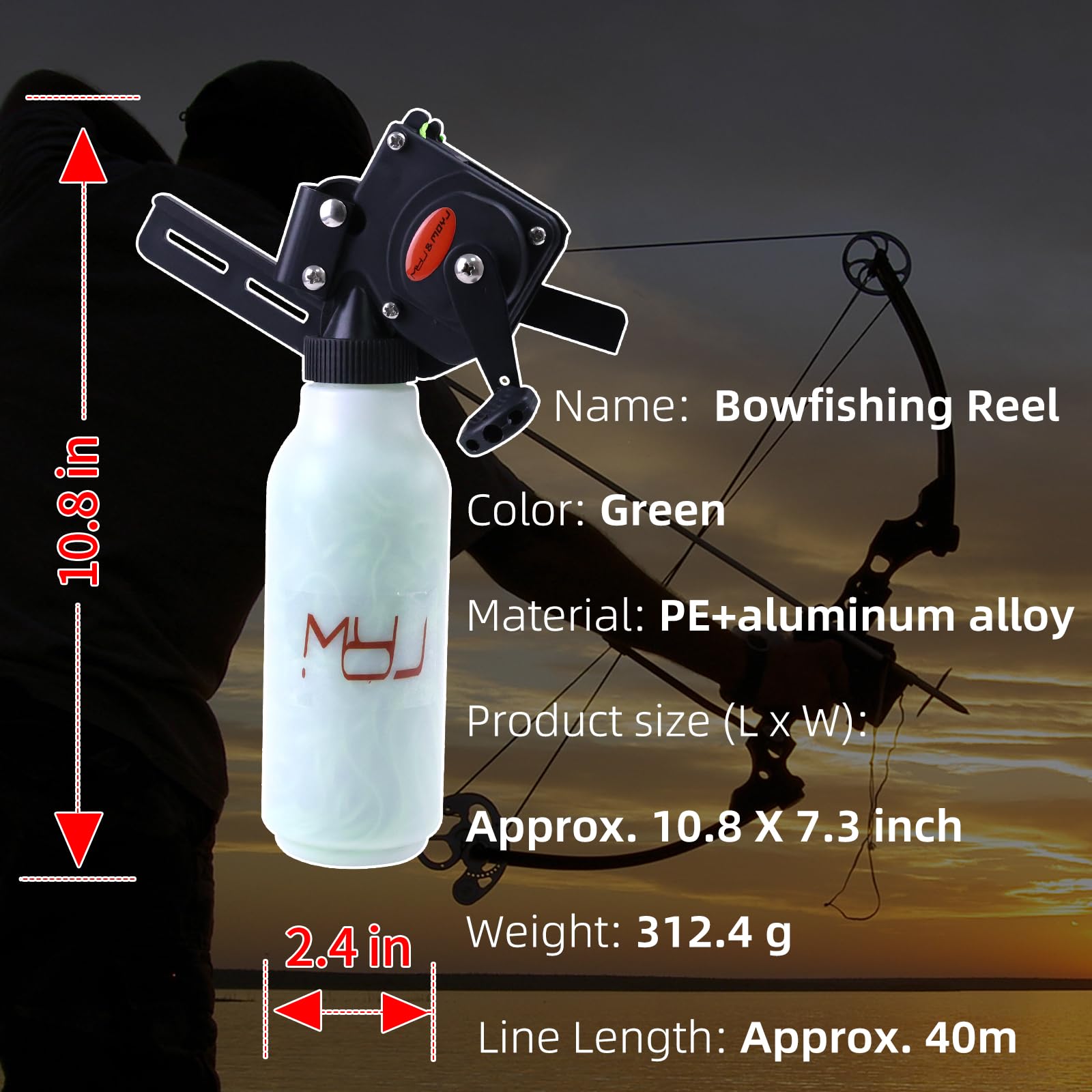 Moyujian Archery Bow Fishing Reel，Hunting Bow Fishing Reel,43 Yard Fishing Rope, Used For Compound Bow And Recurve Bow