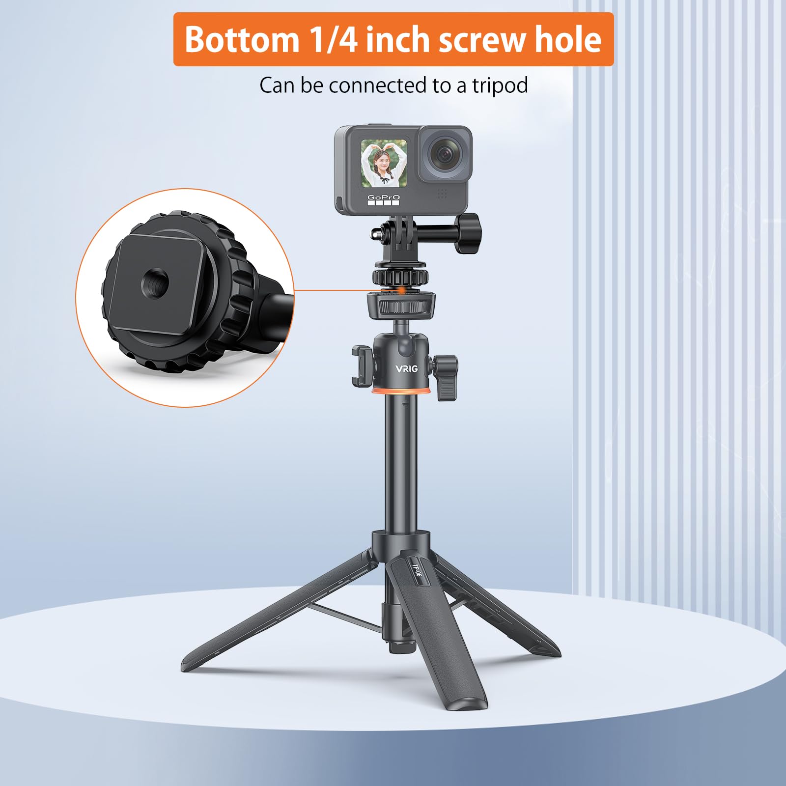 Vrig Hot Shoe Mount Adapter For Gopro Hero 10/9/8/7/6/5, Dji Osmo Action, Akaso Brave 8/7/6 Applicable For Tripod Selfie Stick Monopod And Dslr Camera
