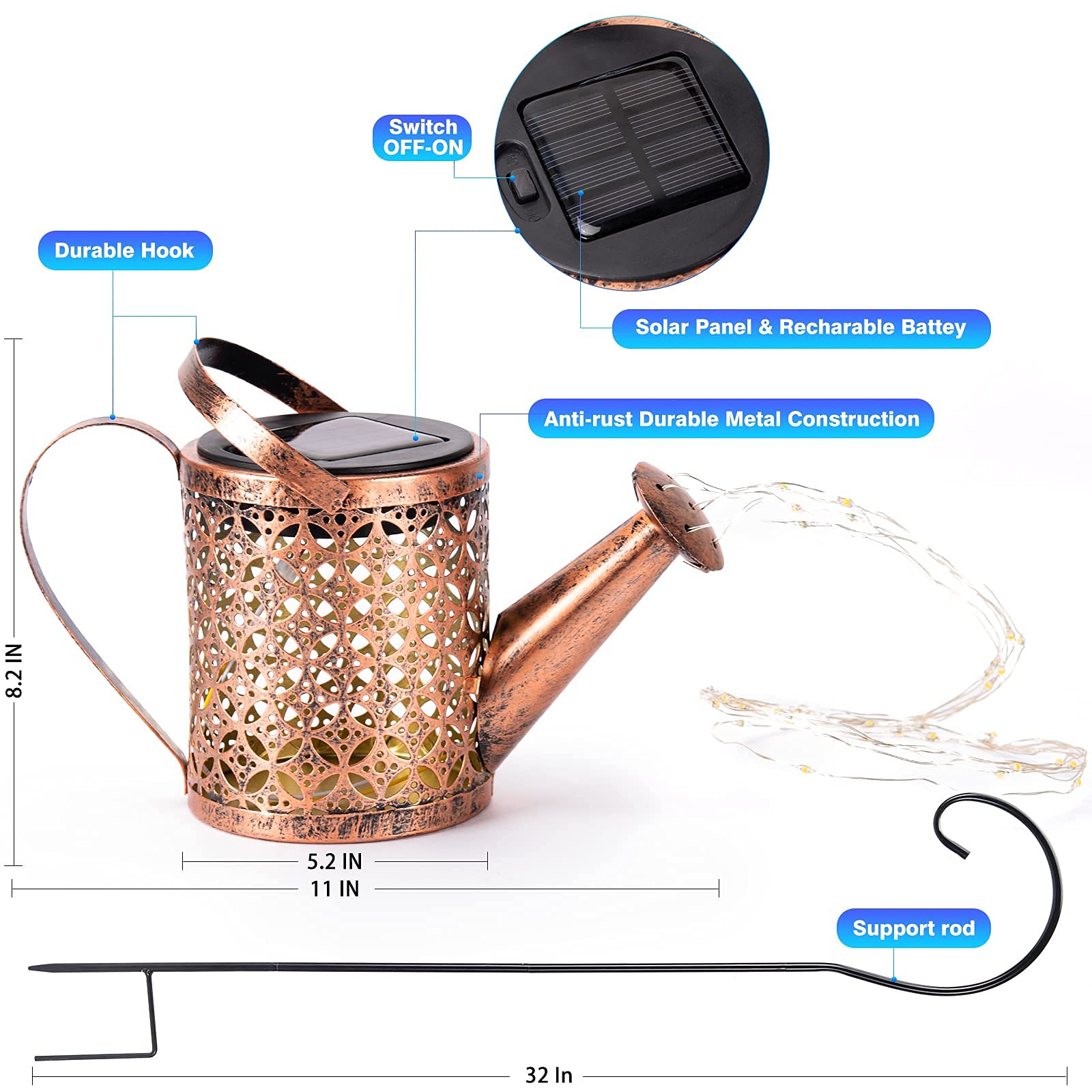 Undreem Solar Light Outdoor Decorative Hanging Lanterm, Waterproof, Prefert For Your Garden, Table, Patio, Yard, Or Pathway