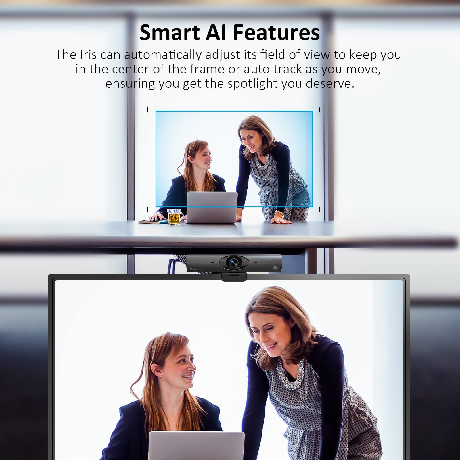 Nexigo Iris Kits, 4K Ai Webcam With 1/1.8" Sony_Sensor, Onboard Flash Memory, Hdr, Pip, Dslr-Style Control, Enhanced Video Conference Light, Flexible Camera Tripod Stand, For Zoom/Teams/Obs And More
