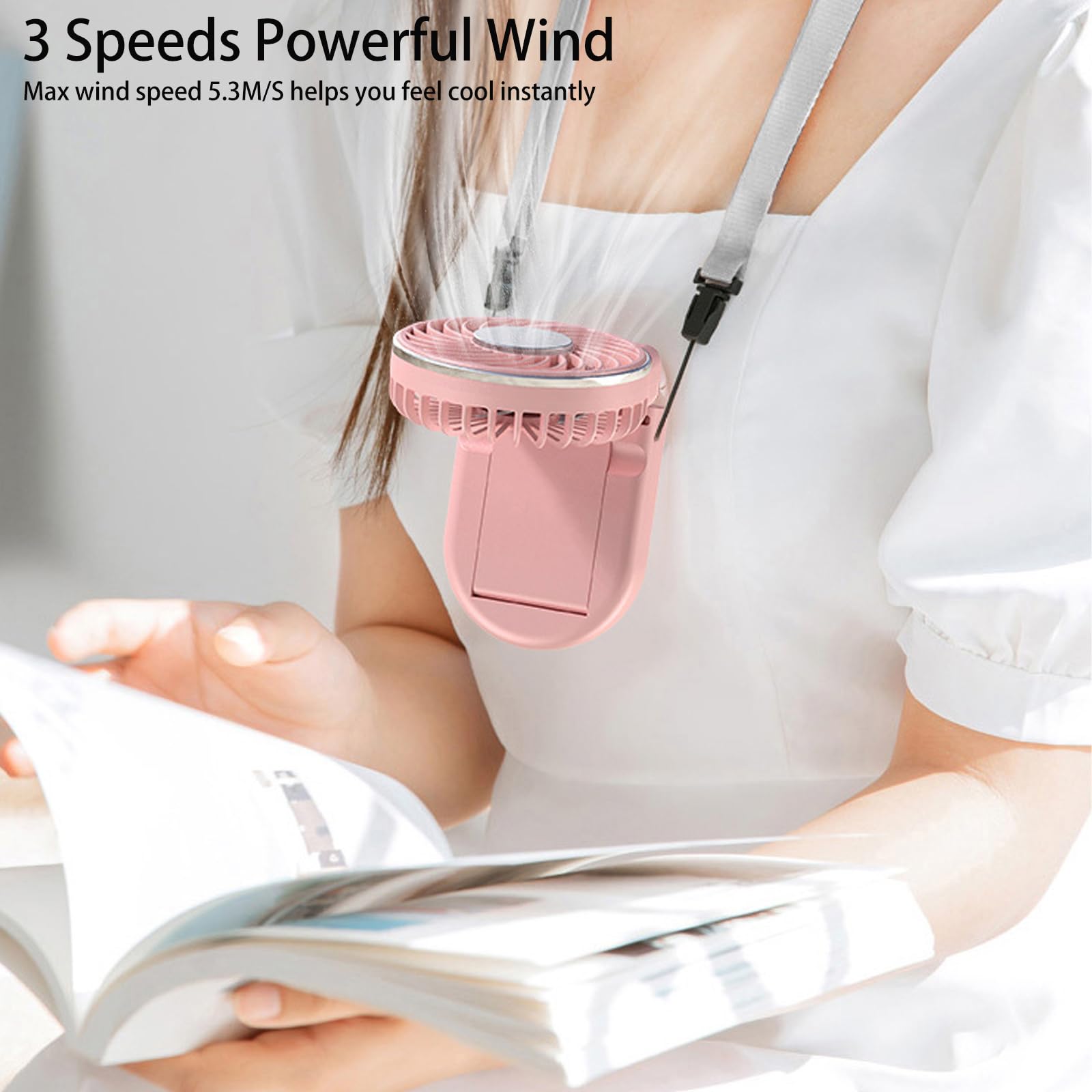 Saytay Portable Fan, 180° Foldable Storage Handheld Fan With Digital Display 3 Speed Wind Mini Fan