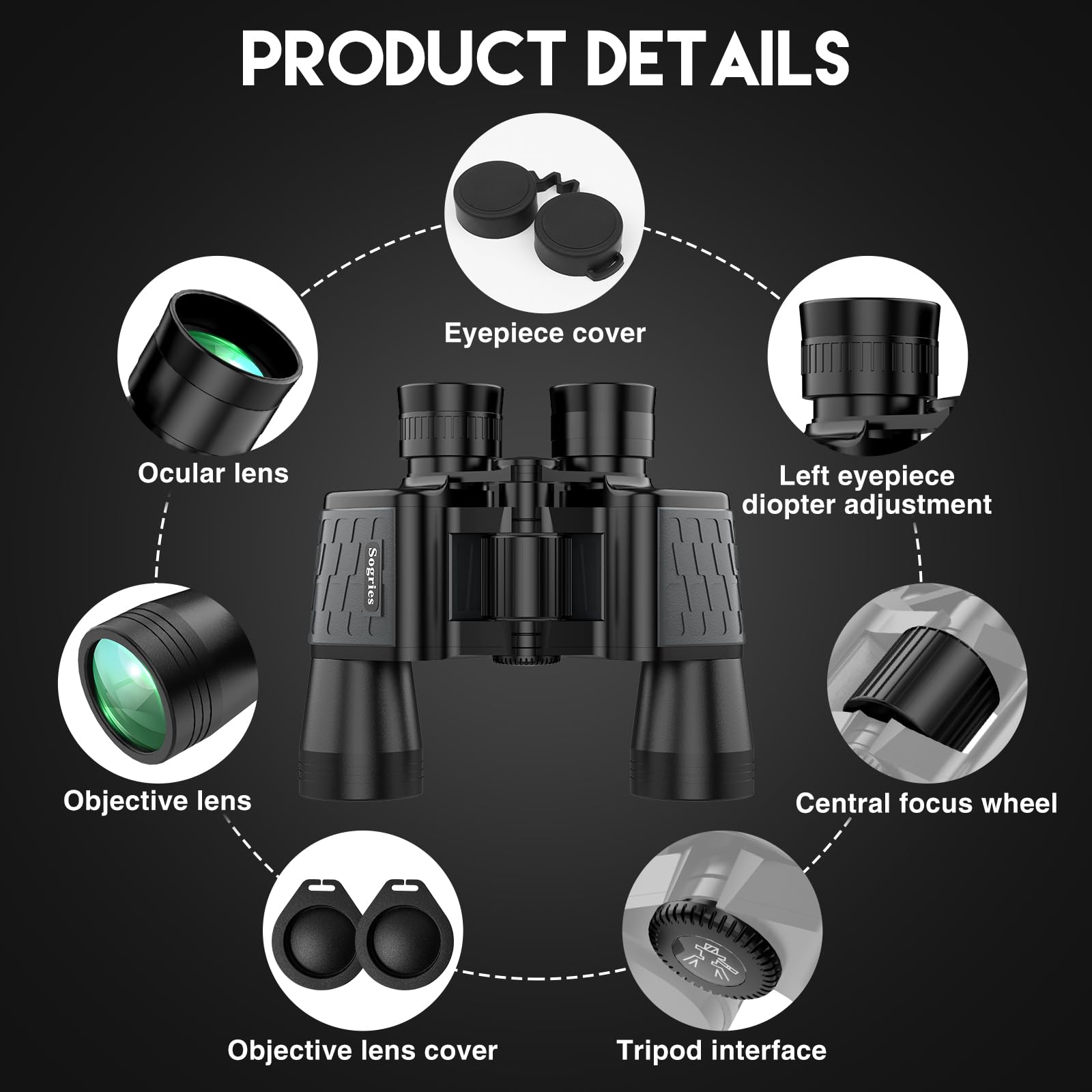 Sogries High Power10X50 Binoculars For Bird Watching-Hd Optical System Non-Slip Grip, Waterproof Binoculars For Outdoor