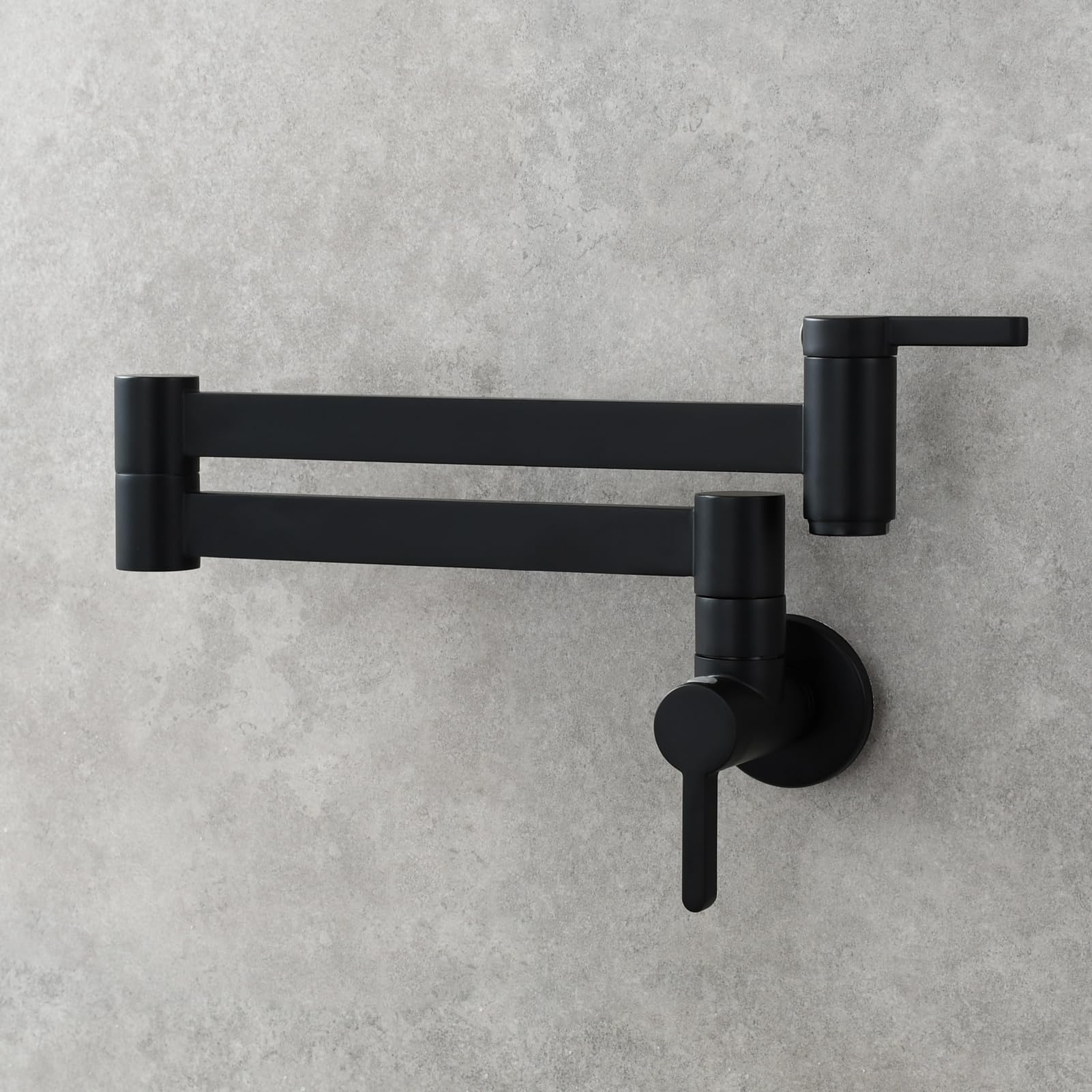 Tecmolog Kitchen Pot Filler Faucet Wall Mount Brass Folding Stretchable 2 Handles Kitchen Faucet Black, Ct172B