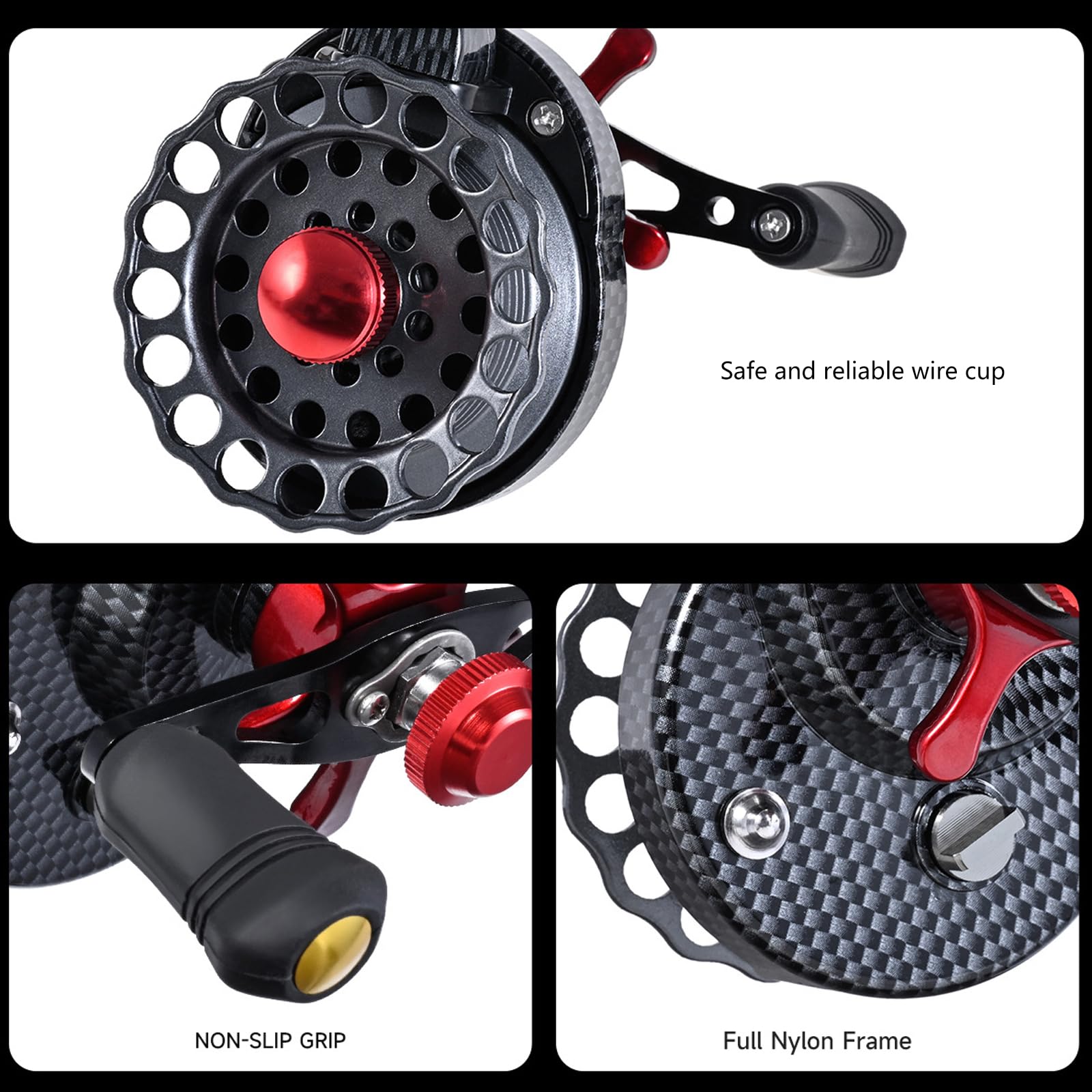 Huangeng Left/Right Hand Retrieve Fishing Reels 3.5:1 Gear Ratio 4+1 Balls Bearings Ice Reels 4Kg Drag Ice Fishing Equipment