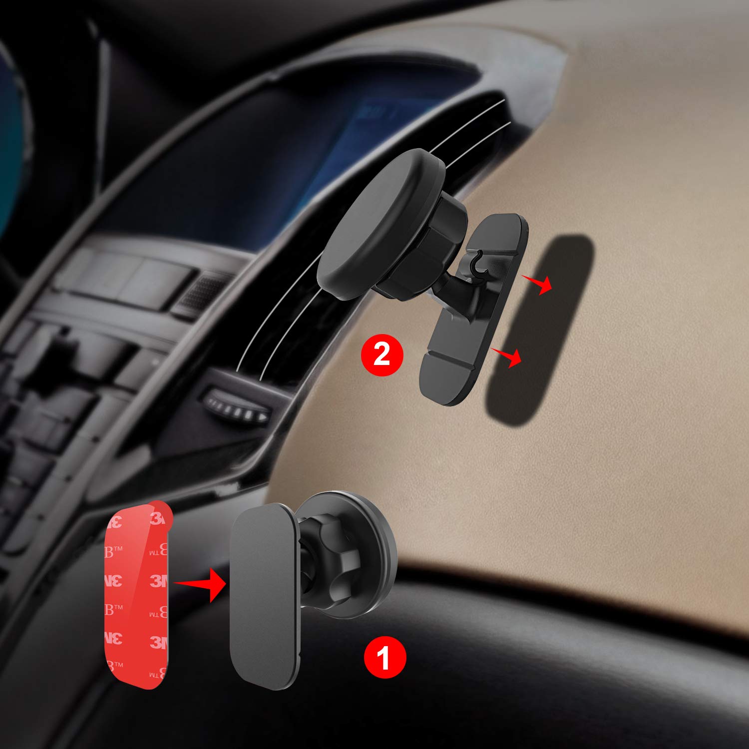 Apps2Car 3M Vhb Sticky Adhesive Pads Replacement Mounting Tape 4 Pcs, Dashboard Sticker Pads For Magnetic Phone Car Mount,Car Mount Adhesive,Double Sided 3M Adhesive Pads,Car Mount Sticker Tapes