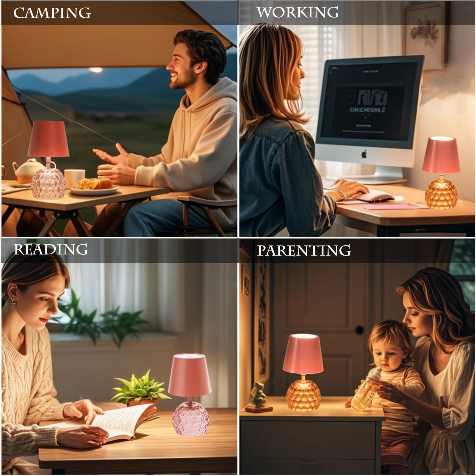 Jaoselap Table Lamp,Portable Desk Lamp,For Restaurant/Bedroom/Bars/Outdoor Party/Camping/Coffee Shop Night Light