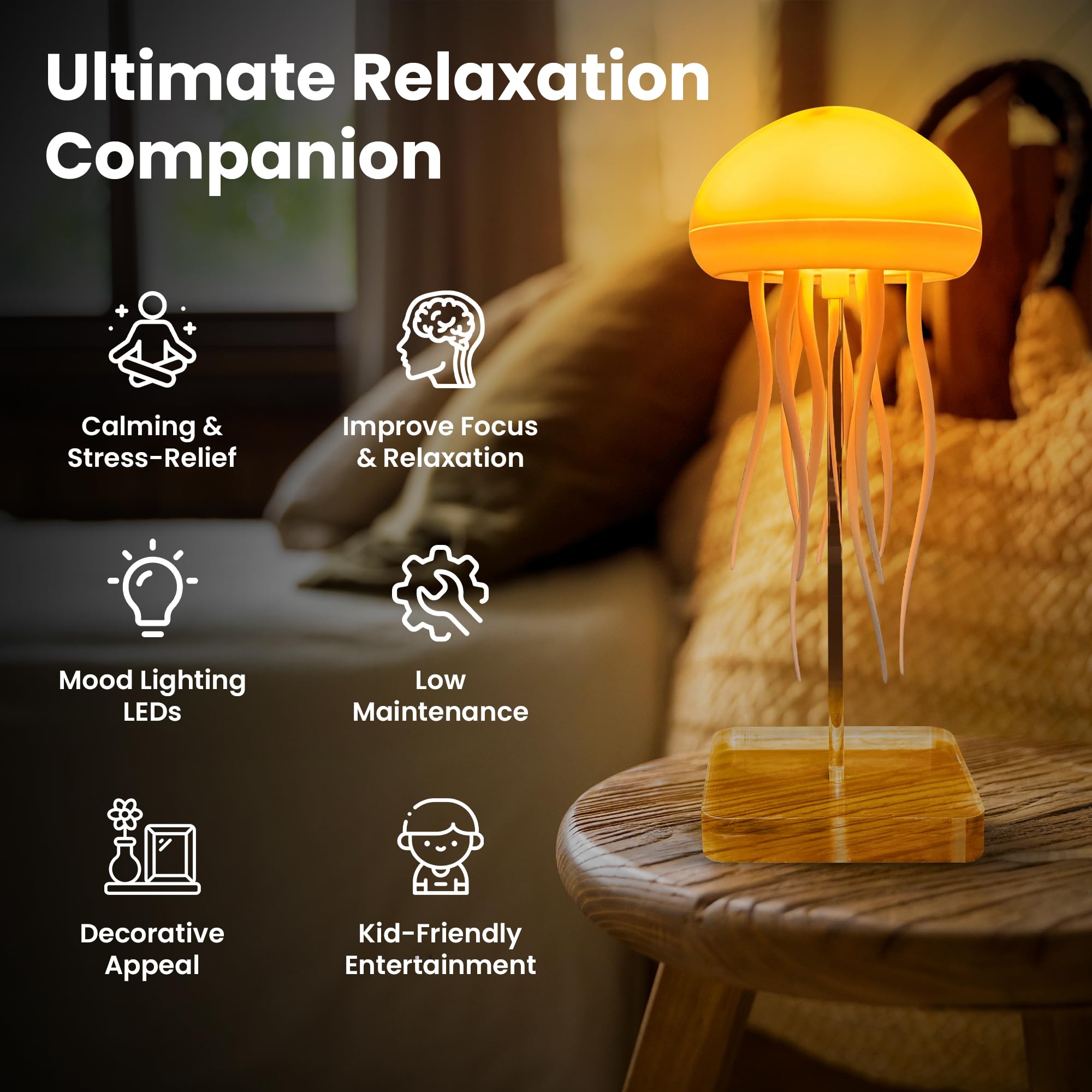 Lumiopet Quiet Jellyfish Lamp Led Mood Rechargeable Table Lamp With Touch Sensor And Voice Control Rgb Gradient Desk For Bedroom With Remote Control For ing Kids And Adult Night Light