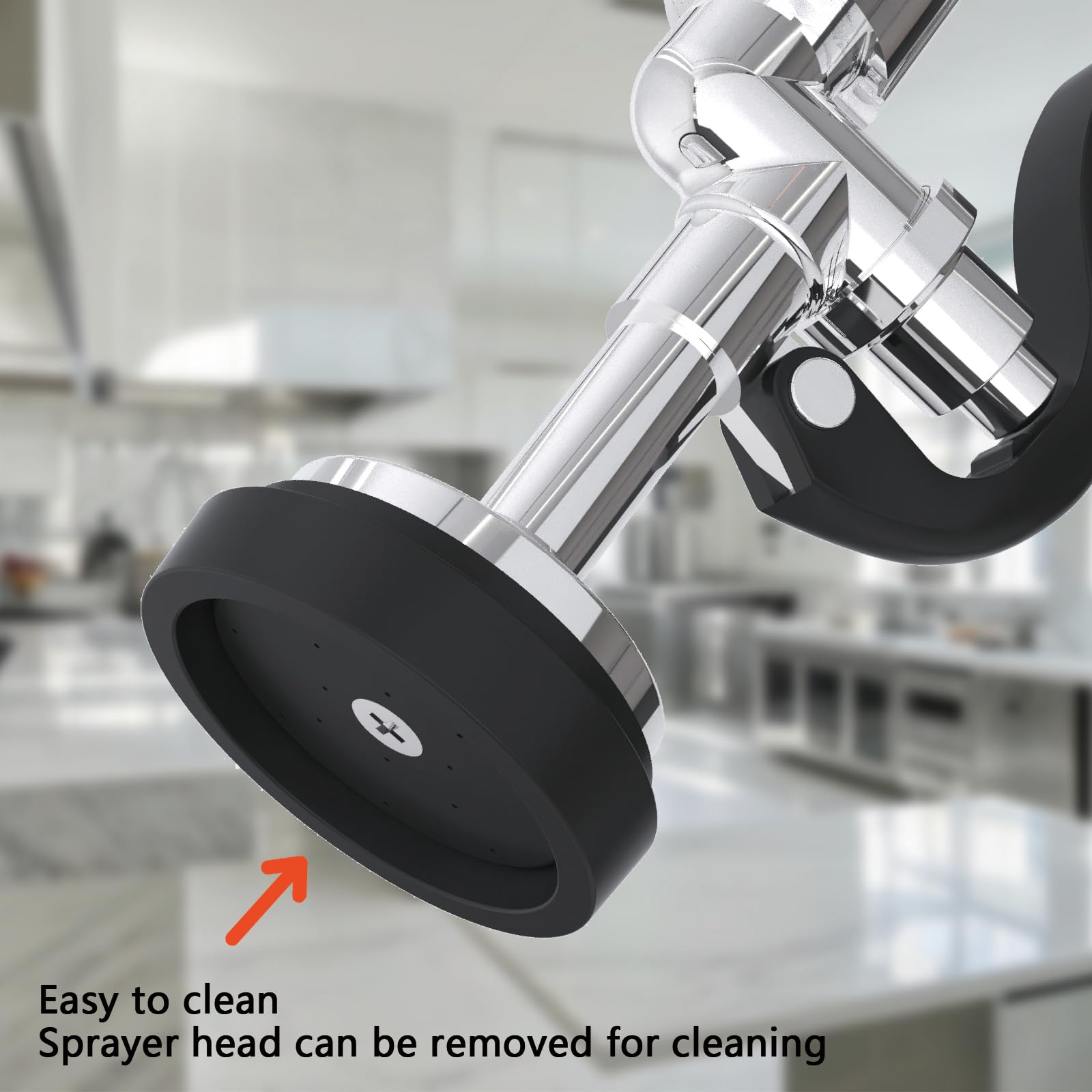 Chuangtim Pre Rinse Sprayer Commercial Sink Sprayer Head, 1.42Gpm Restaurant Spray Valve Dish Sprayer Nozzle With Ergonomic Handle, Commercial Faucet Parts For Commercial Kitchen Sink, Chrome Finished(Black)