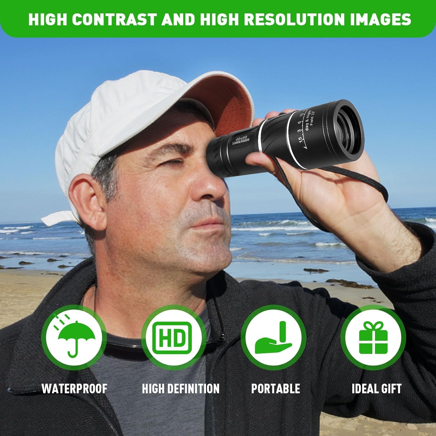 Sihea 16X52 Mini Monocular Telescope High Powered For Adults, Birthday  For Men Dad Him Husband Teen Boys, Bak4 & Fmc Prism Scope For Birdwatching Outdoors Hunting, Cool Gadgets For Men