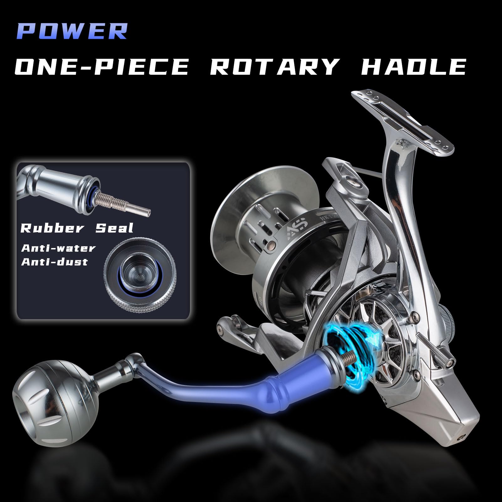 Garret Spinning Reel 12000 Aluminum Frame Surf Fishing Reels,Carbon Fiber Drag 55Lb Max Drag,Inshore & Offshore Saltwater Freshwater Fishing