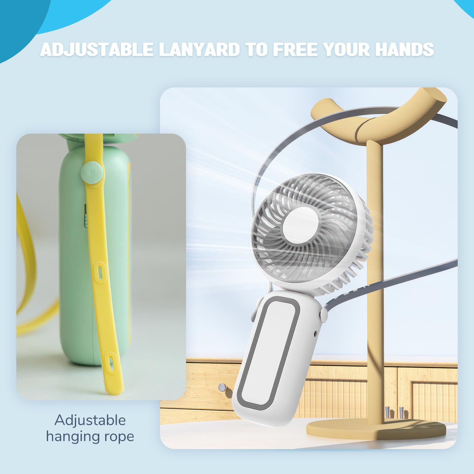Qearfun Portable Handheld Fan, Hand Fan With Usb Rechargeable Battery, Mini Electric Pocket Fan