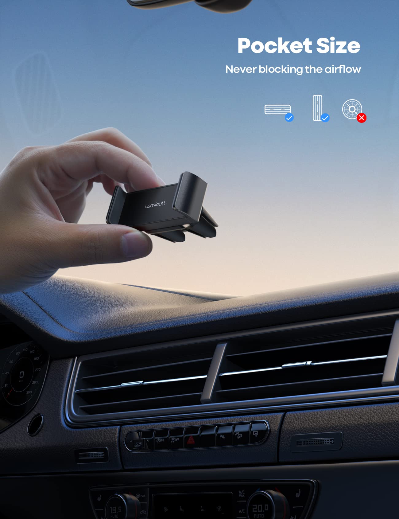 Lamicall Car Vent Phone Mount - Air Vent Clip Holder, Universal Stand Hands  Cradle Compatible With Cell Phone 16 15 14 13 12 Mini 11 Pro Xs Max Xr X 8 7 6 6S Plus Se Smartphones Black