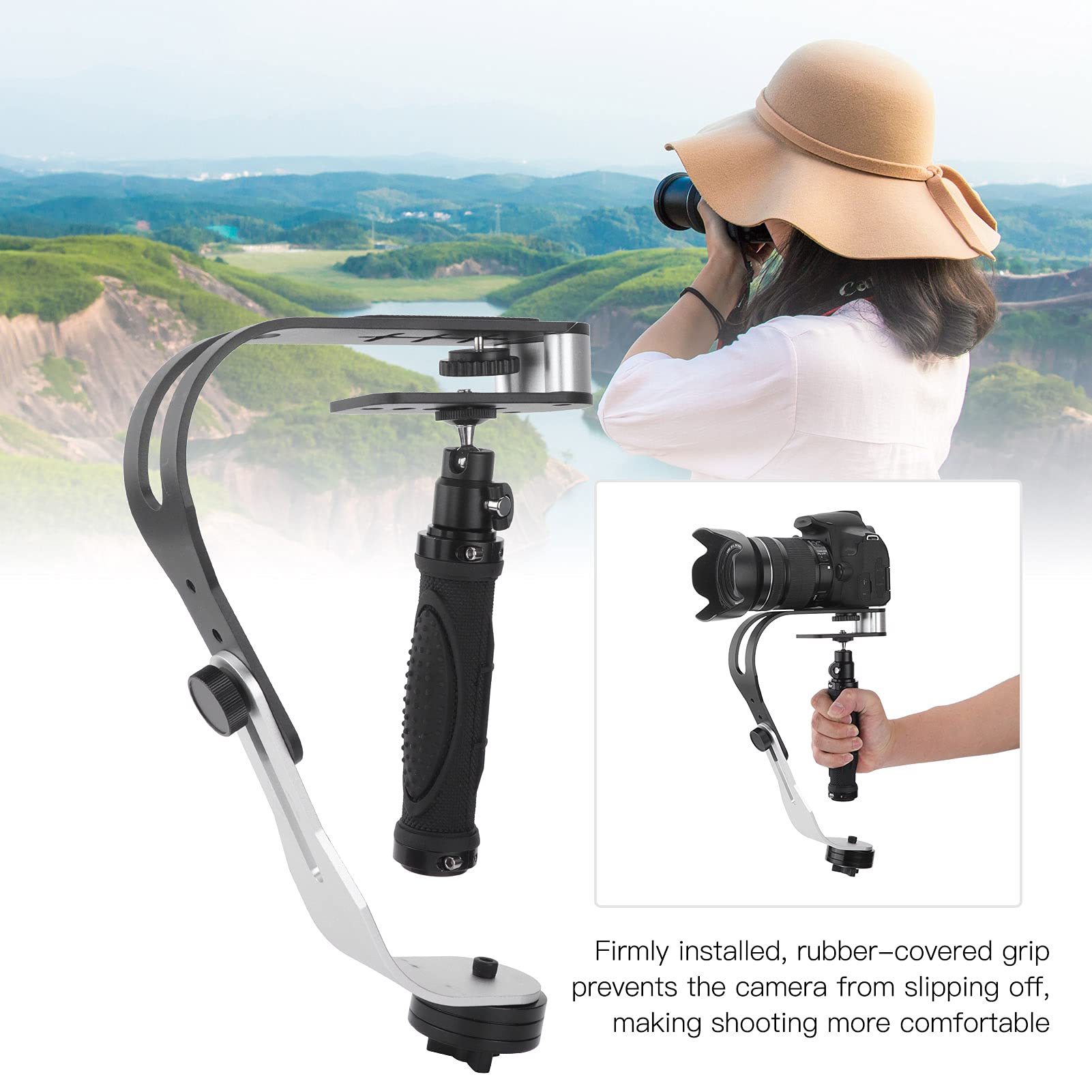 Agatige Handheld Camera Stabilizer, Aluminum Camera Stabilizer Bow Handheld Video Stabilizer With Handle Adjustable Weight For Dslr
