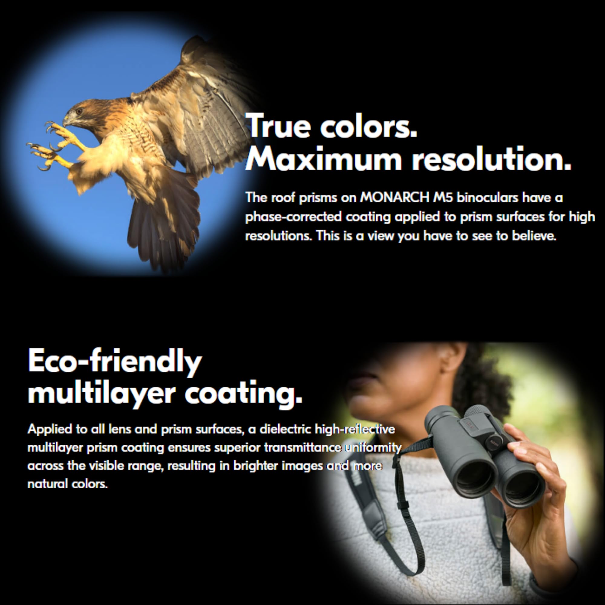 Lumintrail Nikon Monarch M5 10X42 (16768) Black Binoculars Bundle With Lens Pen, And Cleaning Cloth, Compact High Powered Binoculars For Adults For Hunting, Bird Watching, And Hiking Essentials, Lightweight