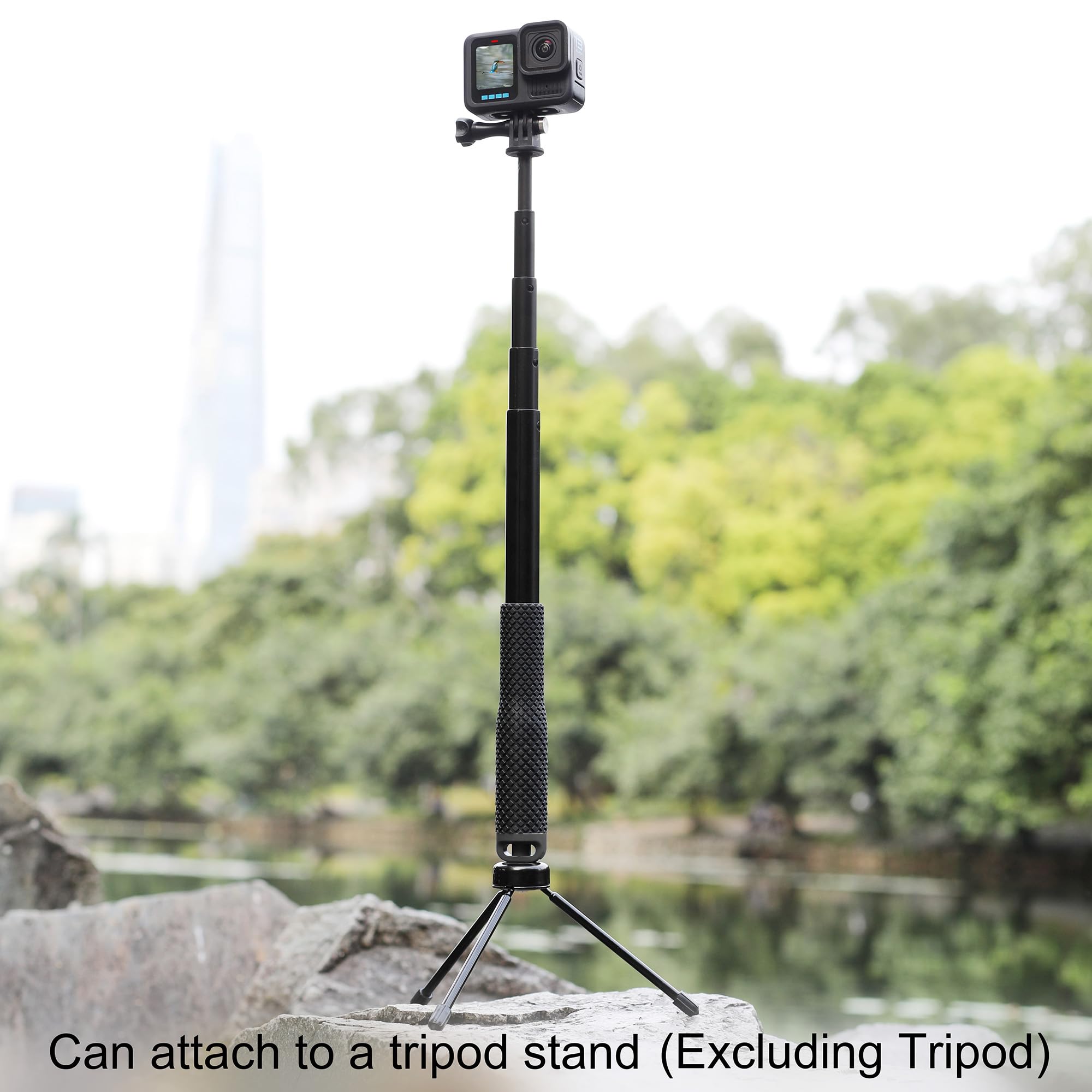 Gepuly Waterproof Selfie Stick Pole Hand Grip Adjustable Underwater Monopod For Gopro Hero 13 12 11 10 9 8 7 6 5 Akaso Dji Osmo 5 Pro Action Camera Black