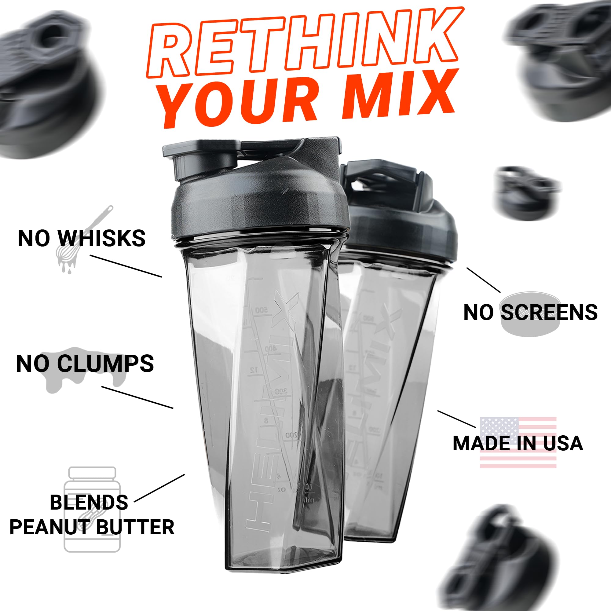 Helimix 2.0 Vortex Blender Shaker Bottle Holds Upto 28Oz  No Blending Ball Or Whisk  Usa Made