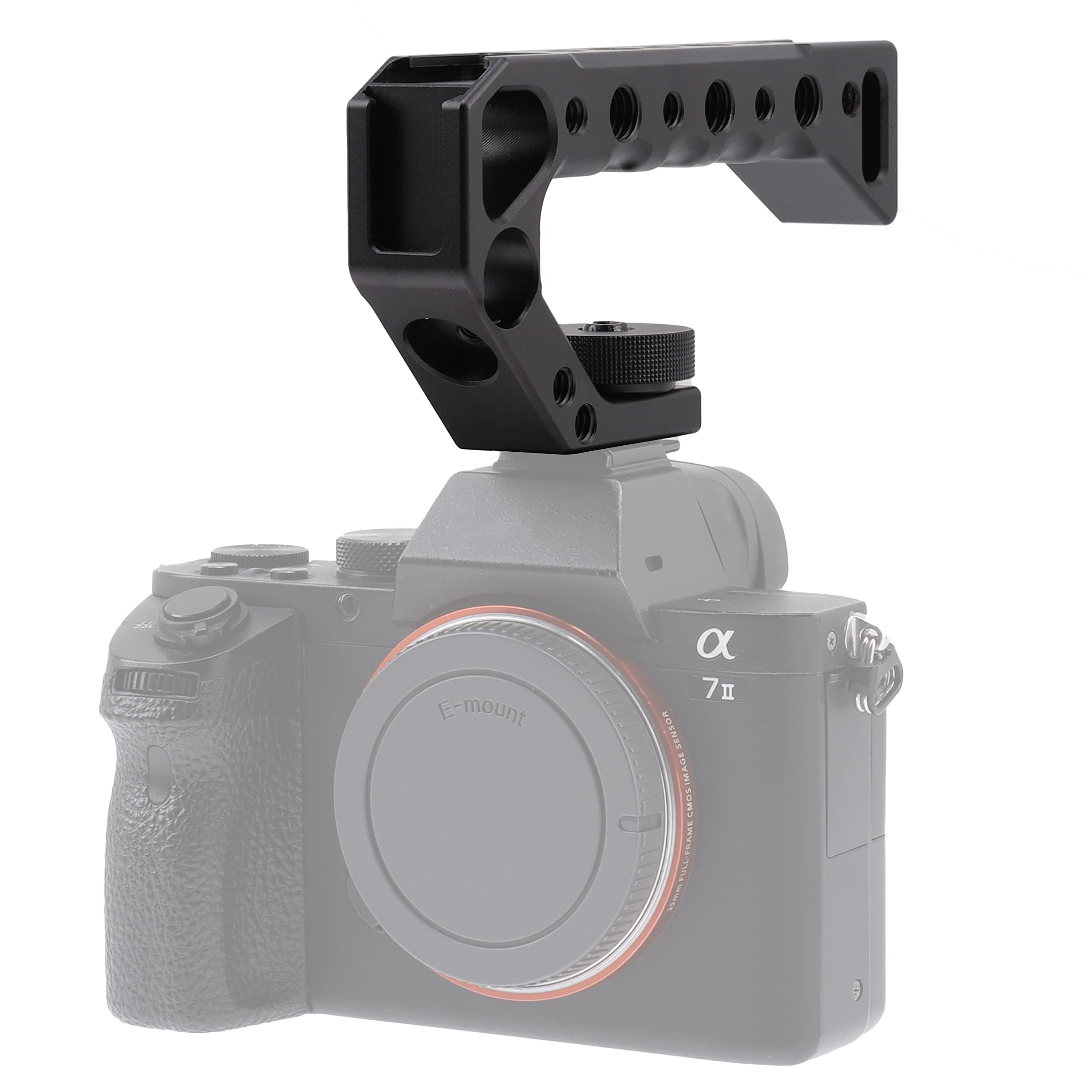 Fotga 5.5Inch Hot Shoe Top Handle Video Stabilizer For Dslr Mirrorless Camera Cage Microphone Minotor Evf With 1/4"-20 3/8"-16 Holes Cold Shoe Mount,A 15Mm Rod Hole