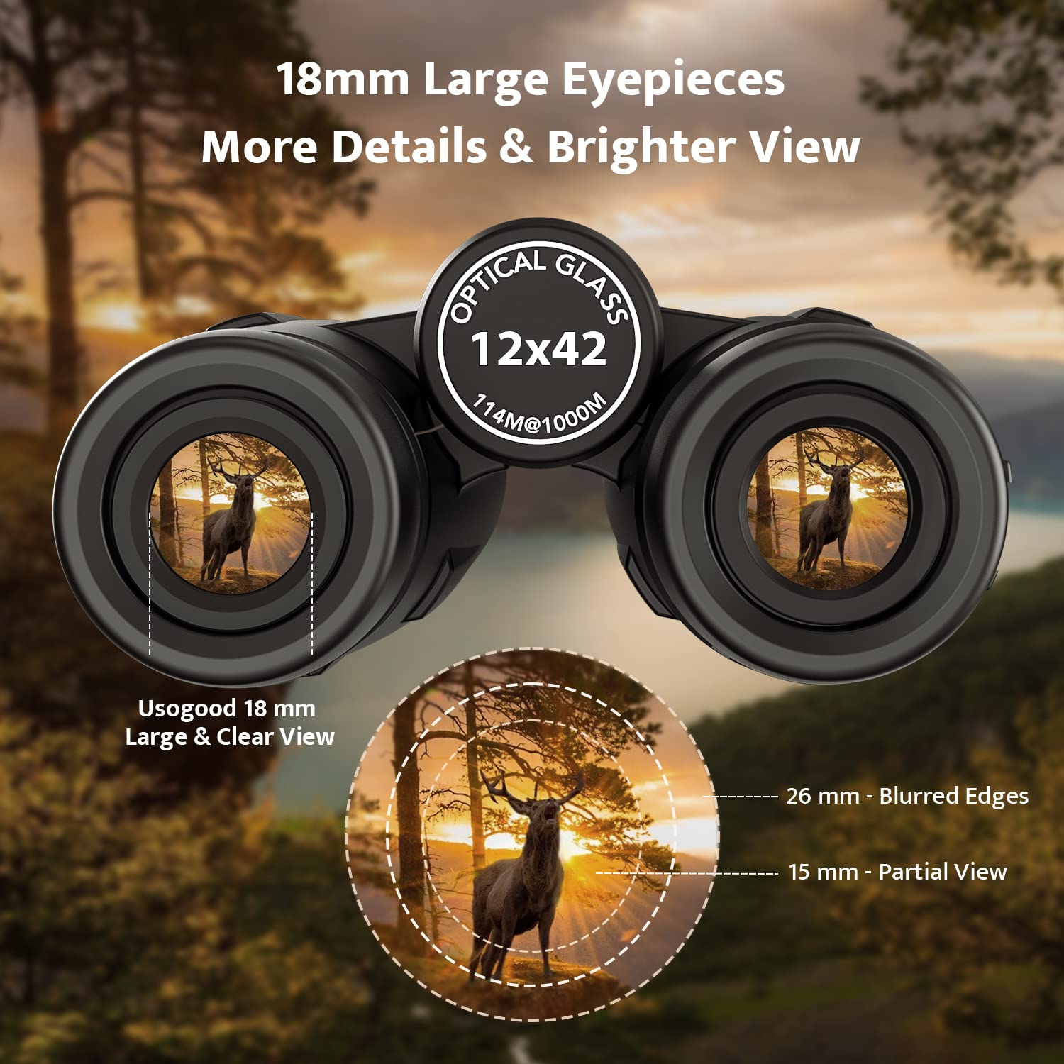 Usogood 12X42 Binoculars For Adults High Powered With  Tripod And Phone Adapter - Hd Easy Focus Compact Binoculars For Bird Watching Travel Essentials Sports Cruise Hunting