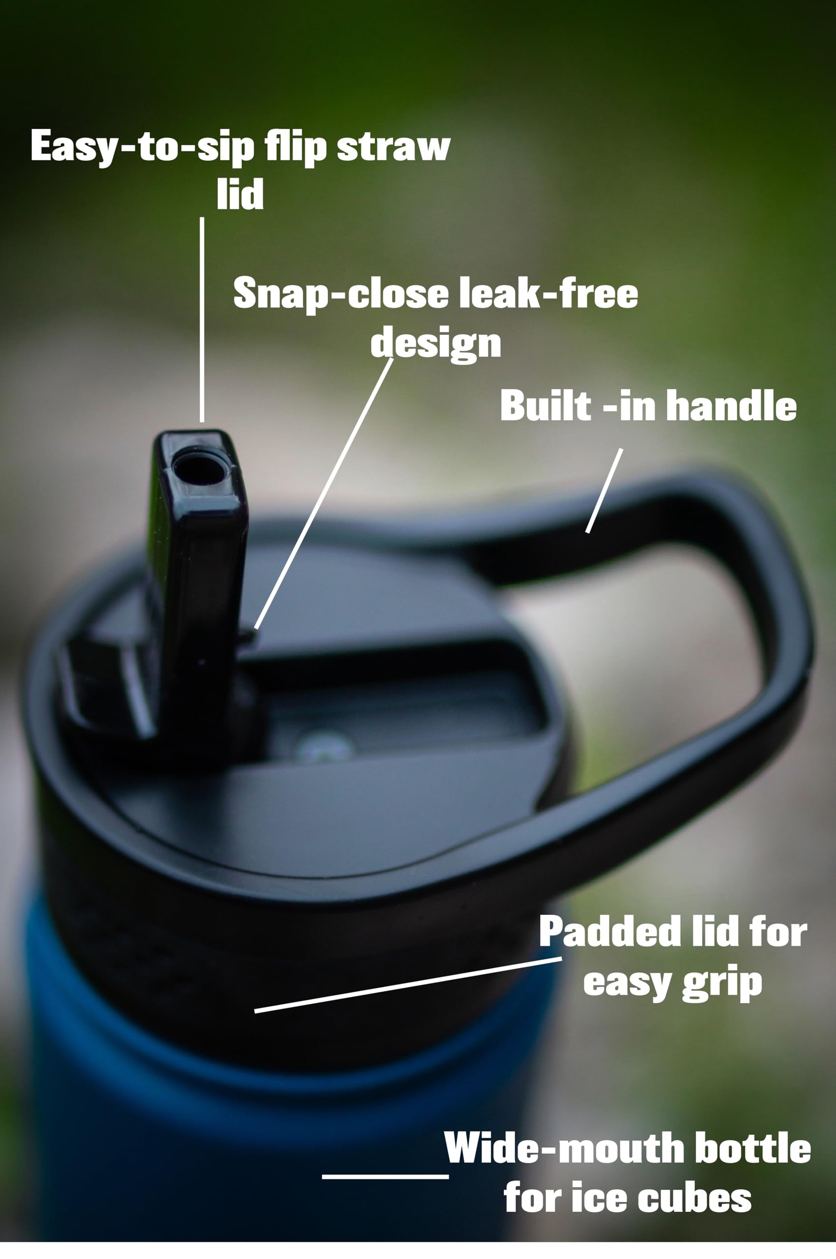 Water Bottle - 32 Oz, Wide Mouth, Premium Stainless Steel Bottle With Straw Lid, Double Walled