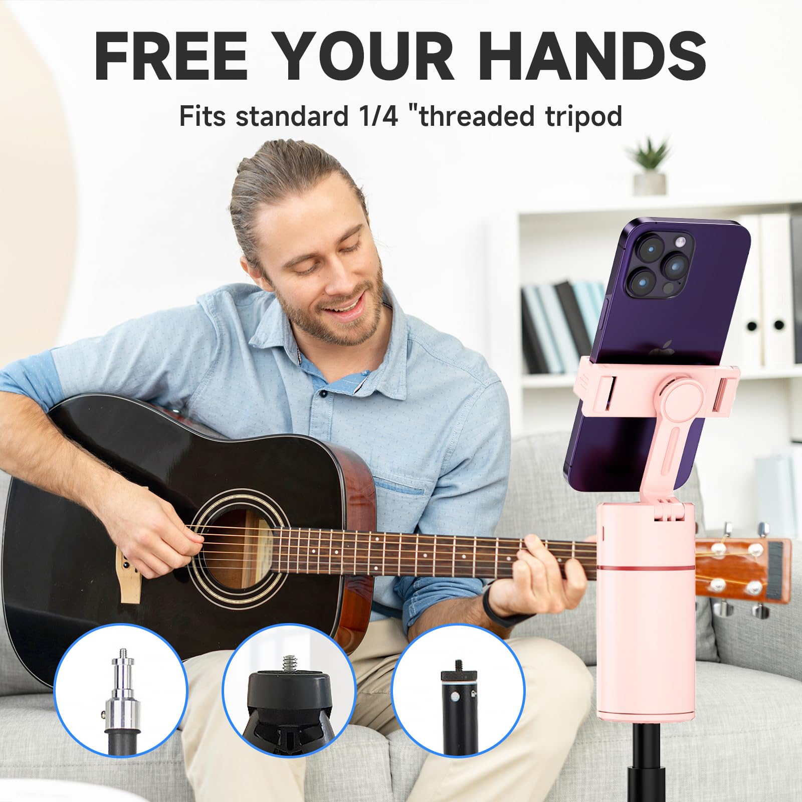 Deltahvac Auto Face Tracking Tripod - 360° Rotation Auto Tracking Phone Holder,No App, Phone Camera Mount With Remote And Gesture Control, Rechargeable Smart Shooting Holder For Video Recording