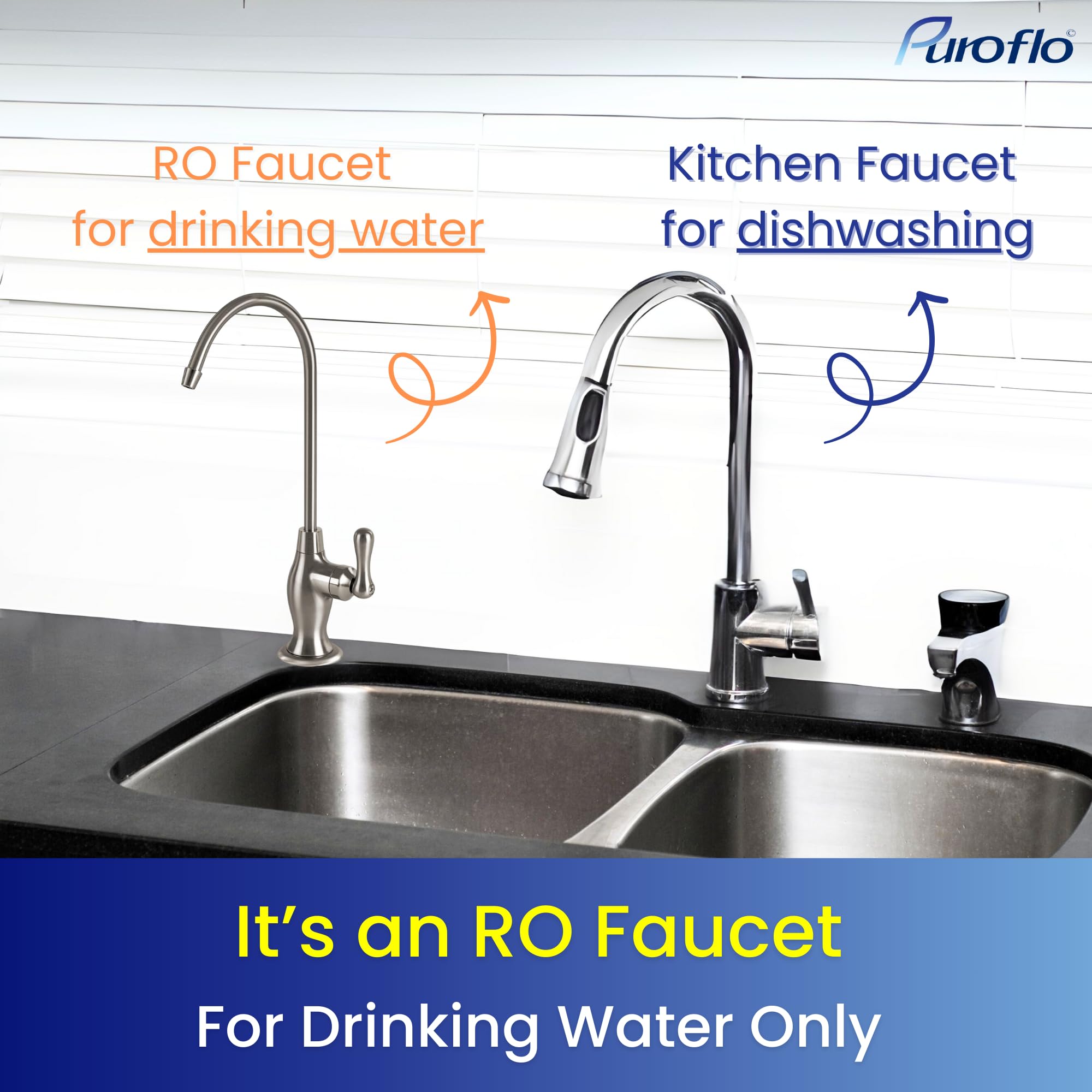 Puroflo Brushed Nickel Reverse Osmosis Faucet, Nsf , Non‑Air Gap For Under Sink Water Filtration System, Ro System Drinking Water Faucet, Flr-575Bn