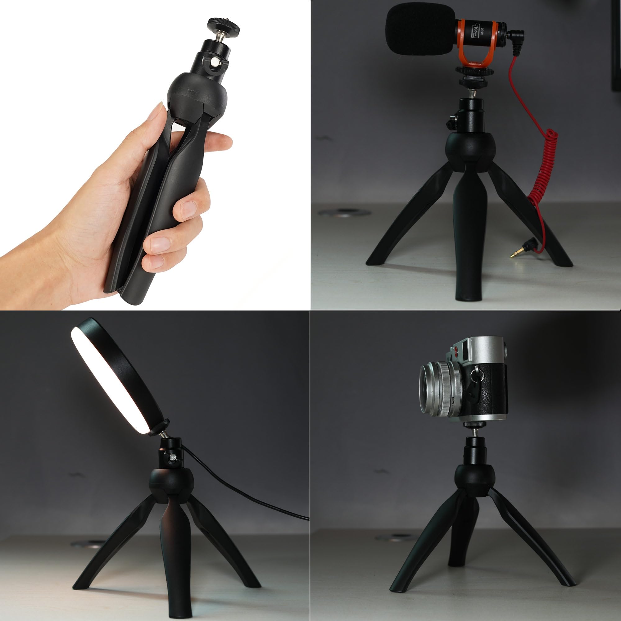 Pixel Camera Mini Desktop Tripod Stand With Universal 1/4 Screw Ball Head For Dji Osmo Pocket 3 Mirrorless Cameras, Webcams, Action Video Cameras,Mini Ring Selfie Light，Smartphones, And Selfie Sticks