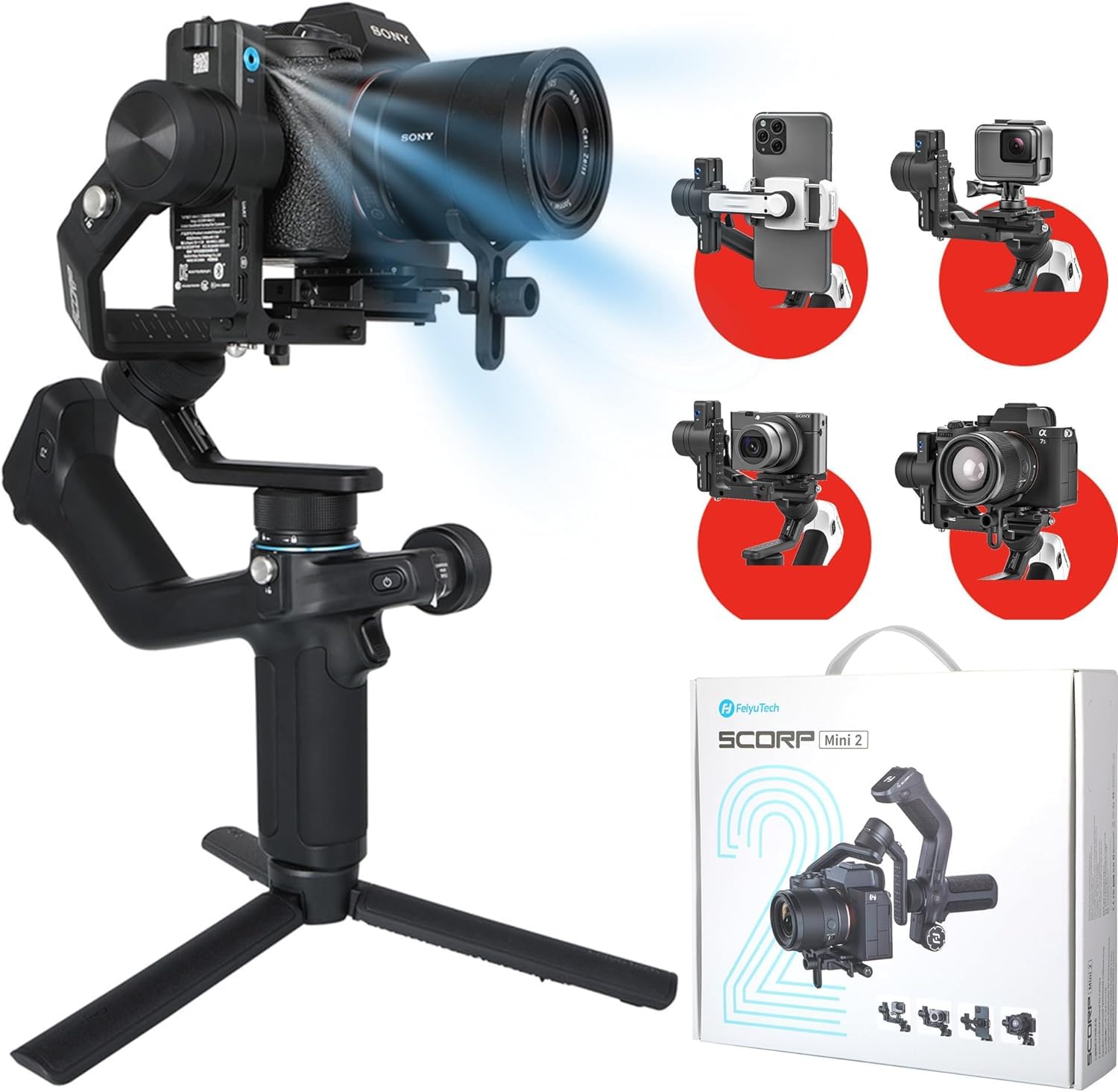 Feiyutech Scorp Mini 2 Camera Gimbal Stabilizer With Ai Tracker, 2.65Lbs Payload, Oled Touchscreen, Native Vertical Shooting, 3-Axis All In One Gimbal For Sony/Canon/Nikon/Panasonic/Gopro/Smartphone