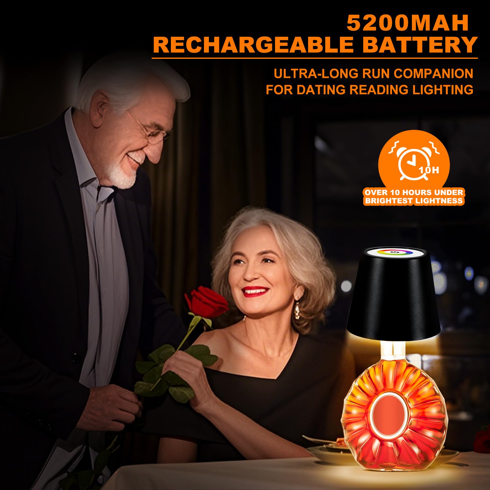 Vvlons Wireless Bottle Lamp, 5200Mah Rgb Wireless Wine Bottle Light With 4 Color Mode Stepless Dimmable Rechargeable Touch Led Wine Bottle Table Lamp Battery Operated Lamp For Bar Home Bedroom Dining